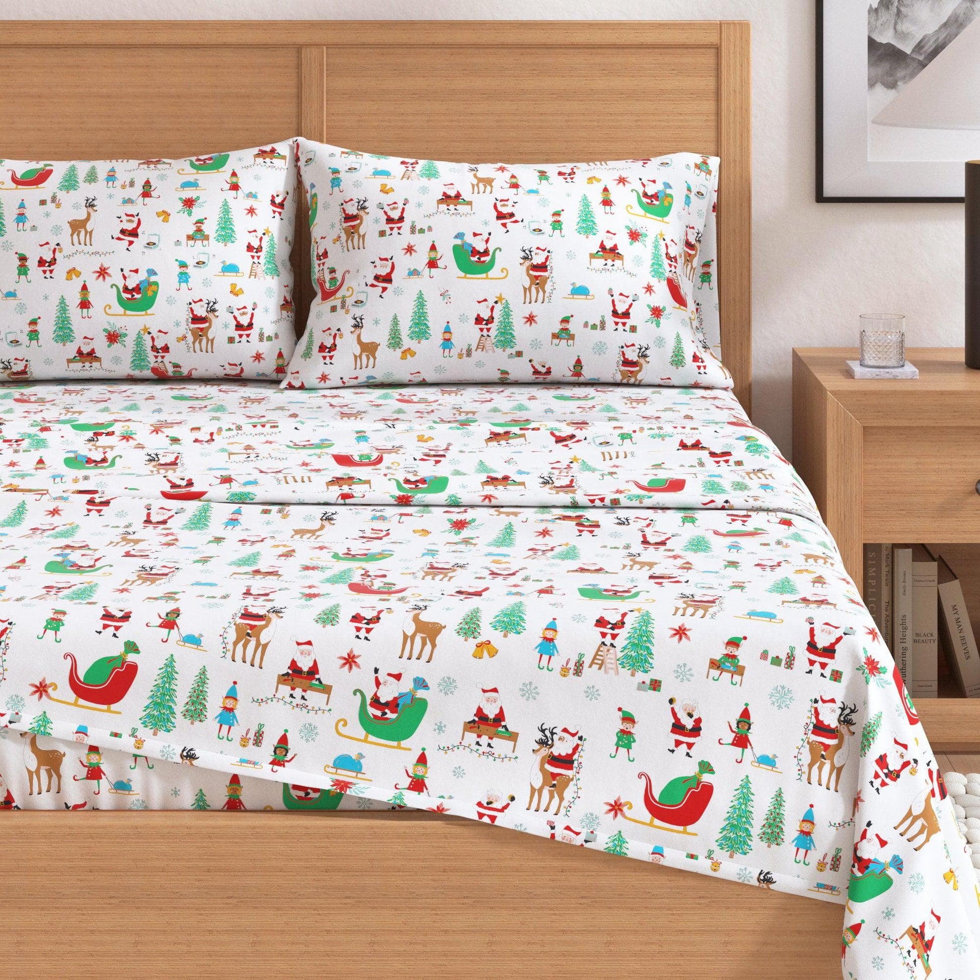 4-Piece Turkish Cotton Christmas Flannel Sheet - Whittaker Collection - Best Buy Furniture