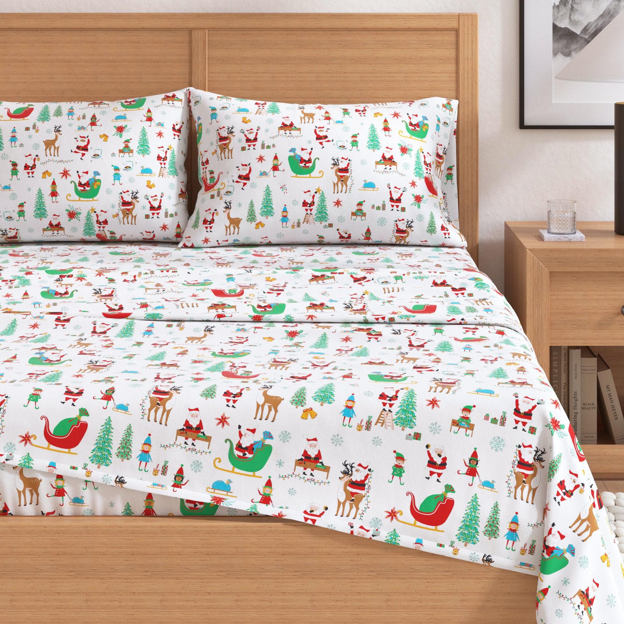 4-Piece Turkish Cotton Christmas Flannel Sheet - Whittaker Collection - Best Buy Furniture