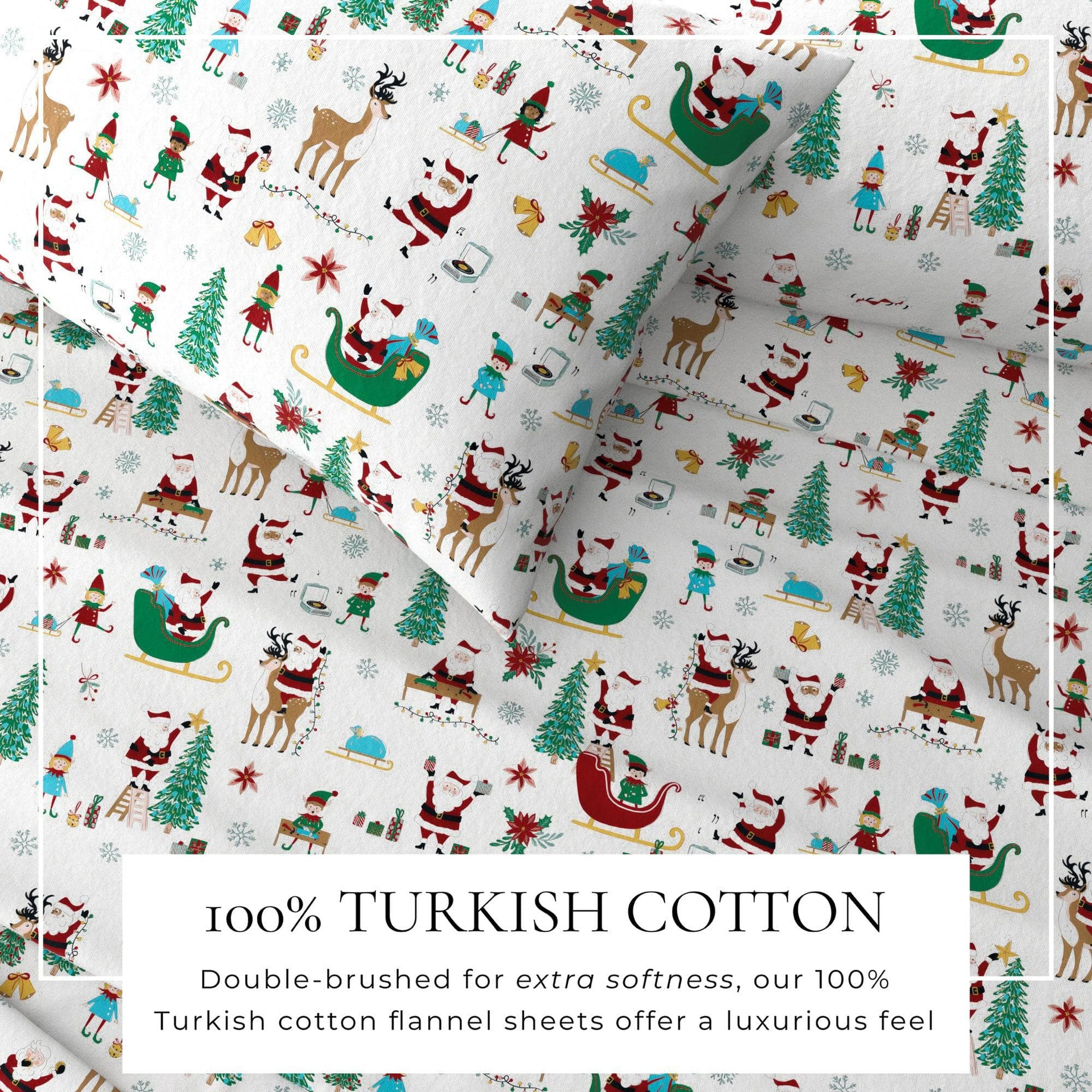 4-Piece Turkish Cotton Christmas Flannel Sheet - Whittaker Collection - Best Buy Furniture