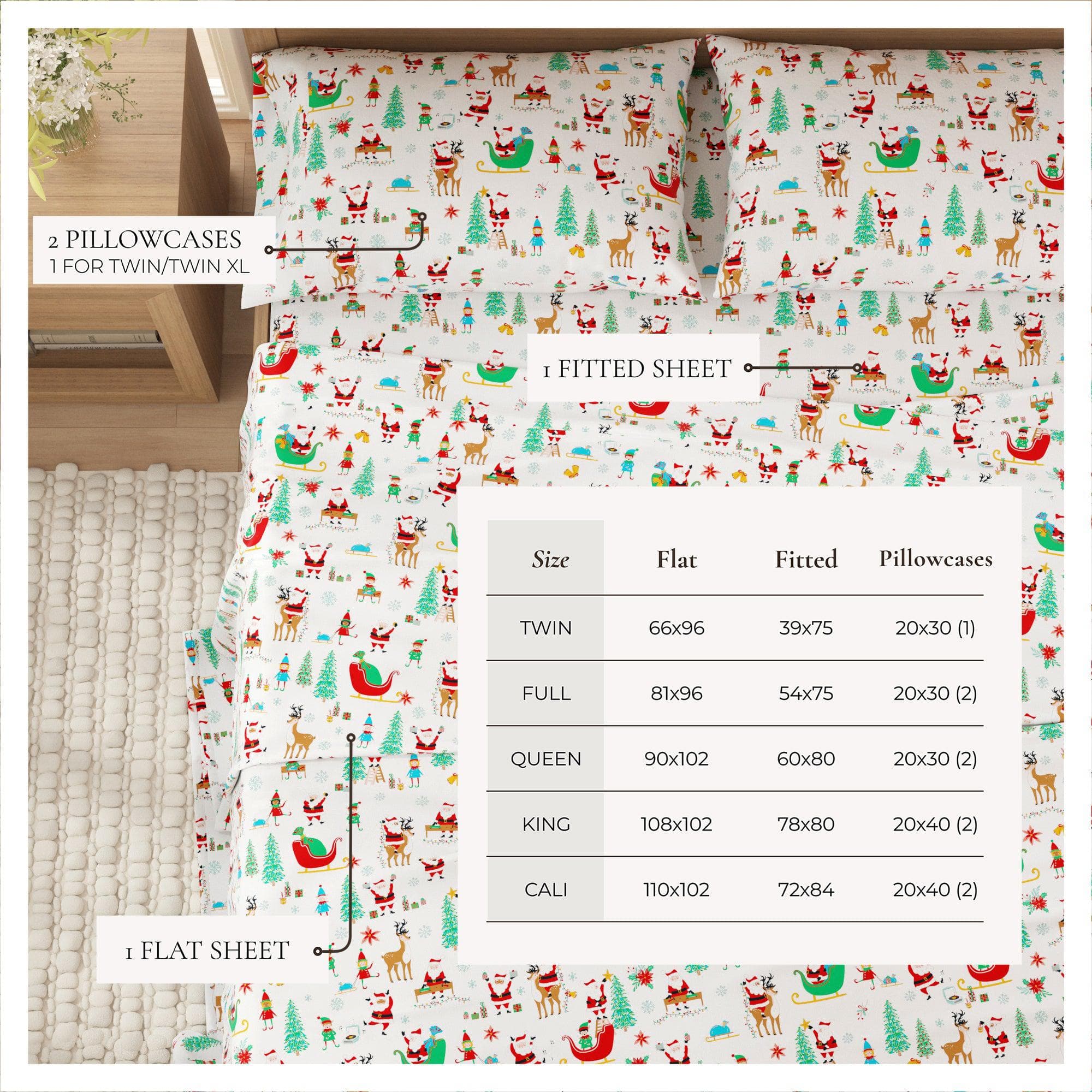 4-Piece Turkish Cotton Christmas Flannel Sheet - Whittaker Collection - Best Buy Furniture