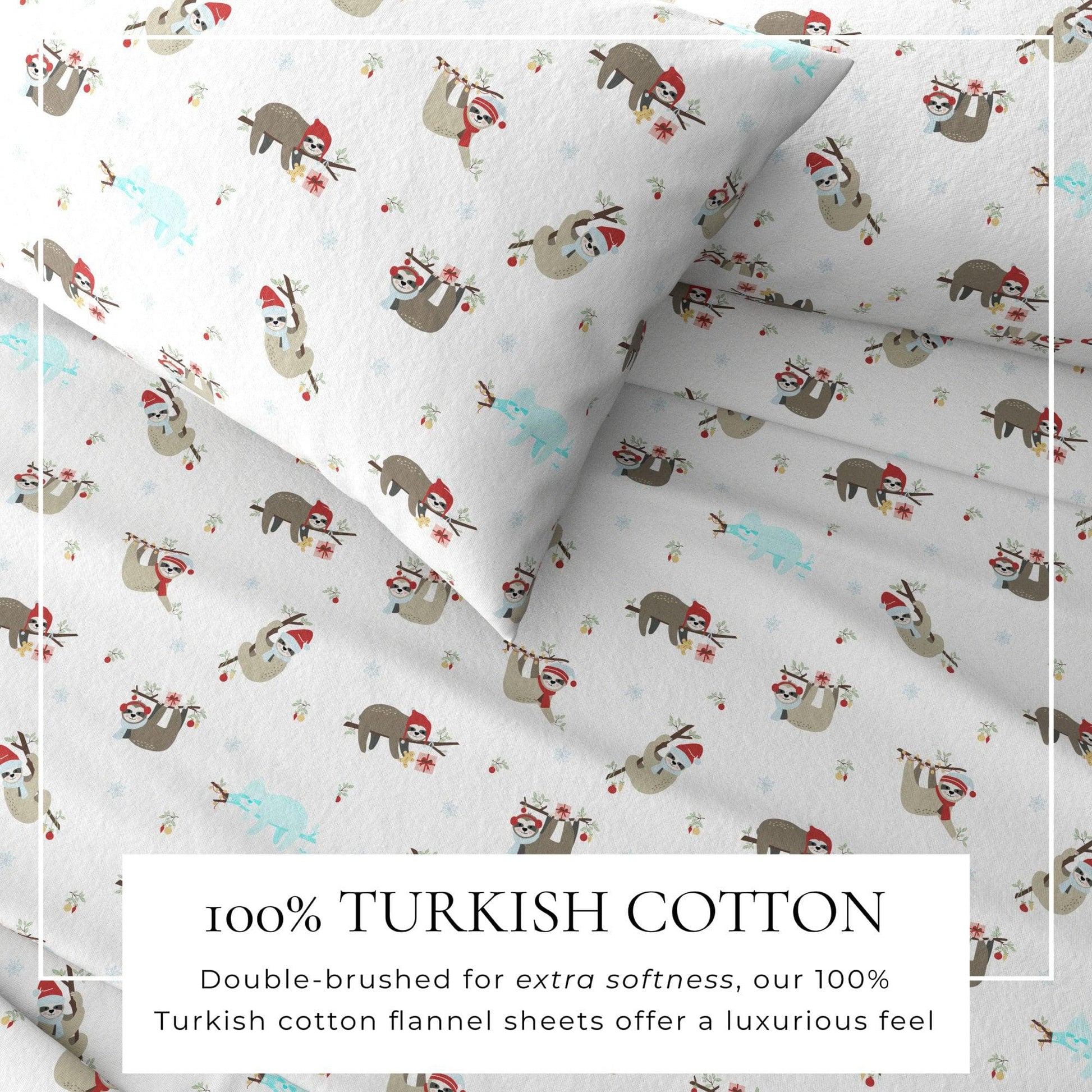 4-Piece Turkish Cotton Christmas Flannel Sheet - Whittaker Collection - Best Buy Furniture