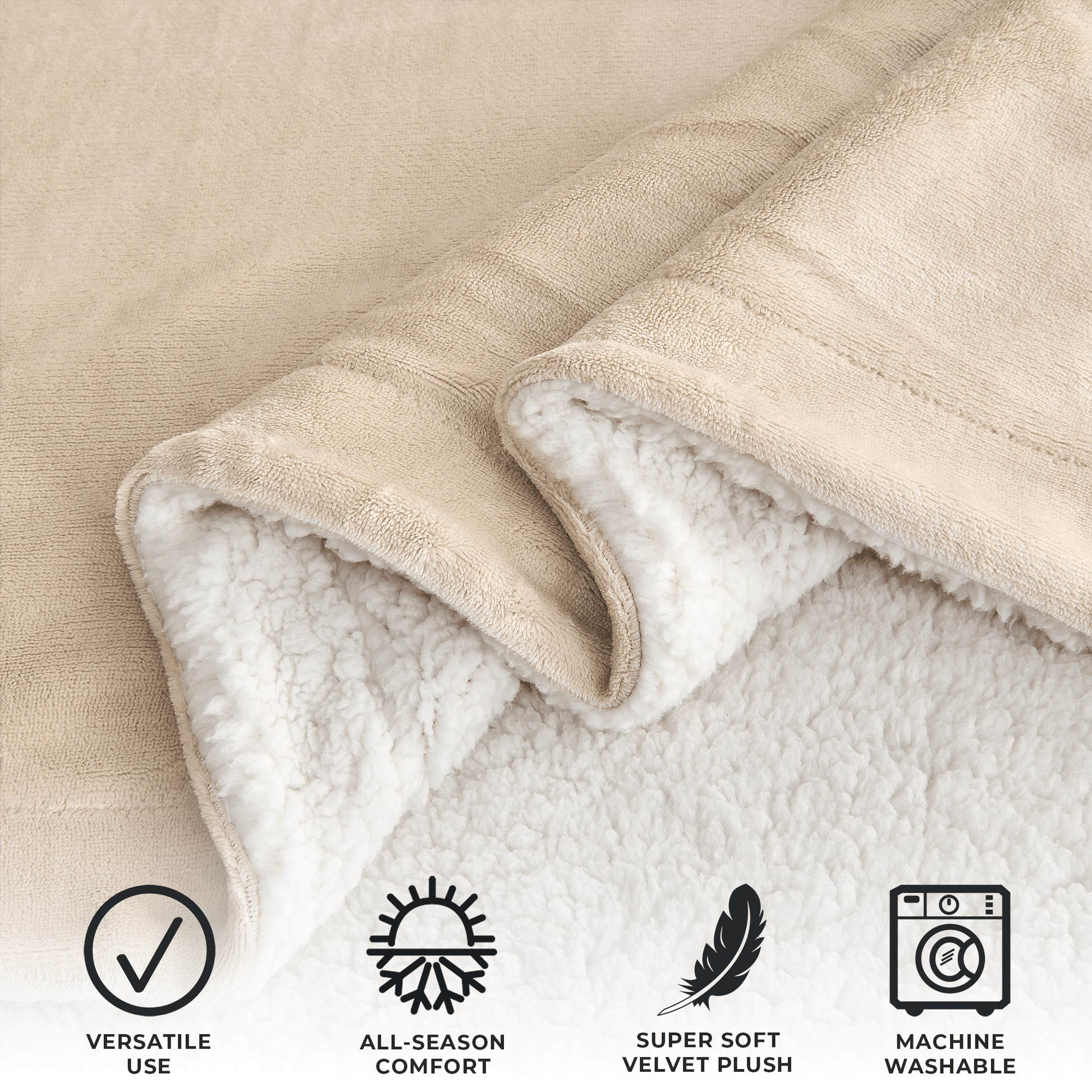 Velvet Plush Sherpa Luxury Bed Blanket - Kinsley Collection - Best Buy Furniture