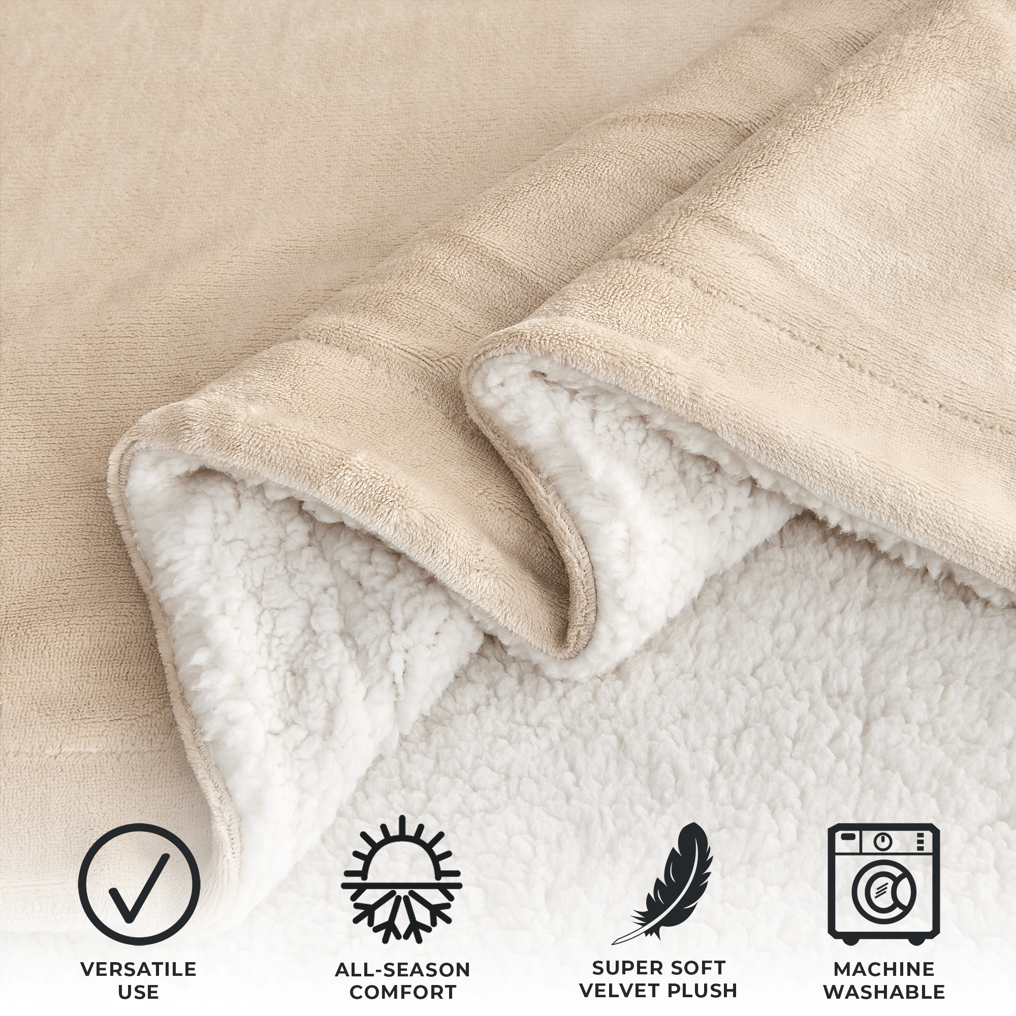 Velvet Plush Sherpa Luxury Bed Blanket - Kinsley Collection - Best Buy Furniture