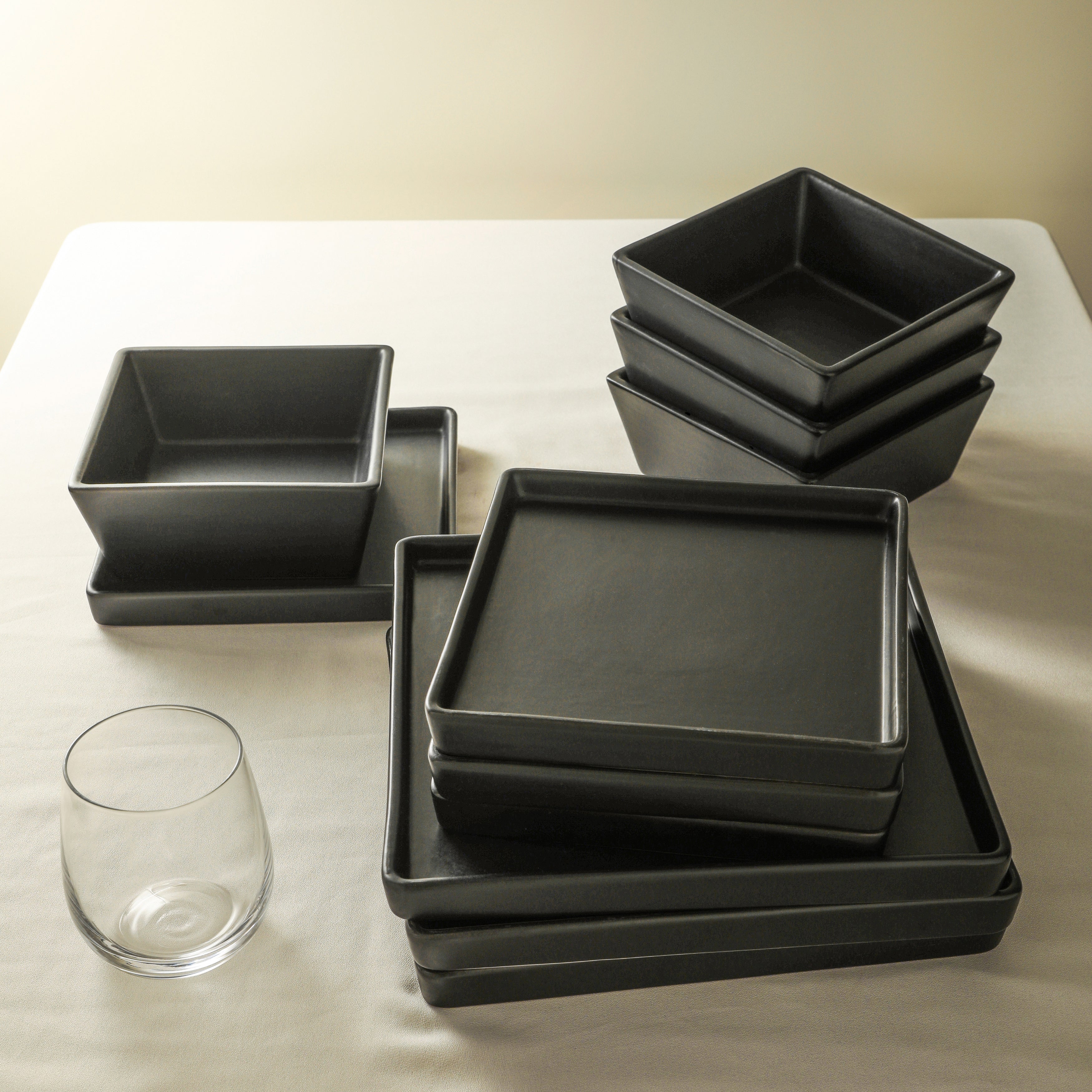 Grace Stoneware Dinnerware Set - Black Matte