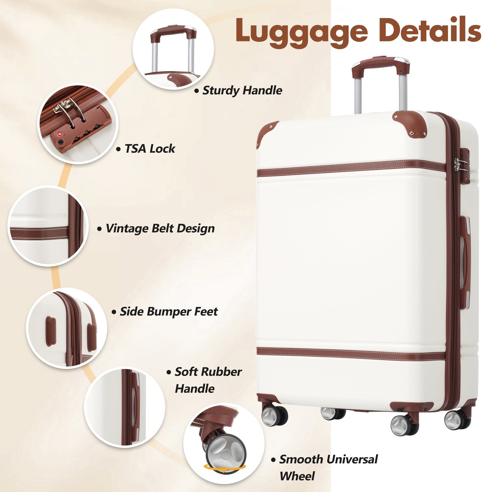 Hardshell Lightweight Suitcase Double Spinner Wheels with TSA Lock ,Single Vintage Luggage with Bag - Tuesday Morning - Luggage