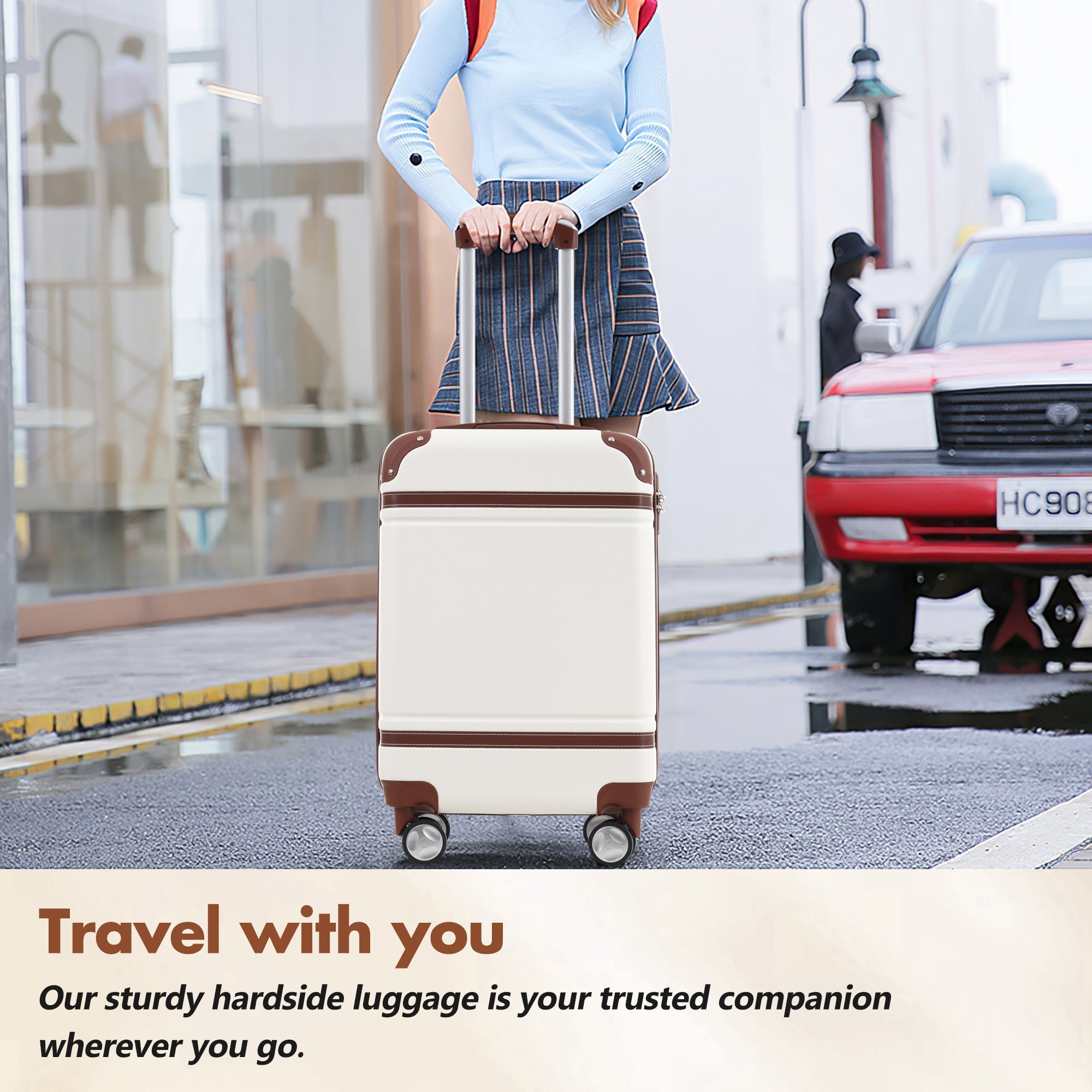 Hardshell Lightweight Suitcase Double Spinner Wheels with TSA Lock ,Single Vintage Luggage with Bag - Tuesday Morning - Luggage