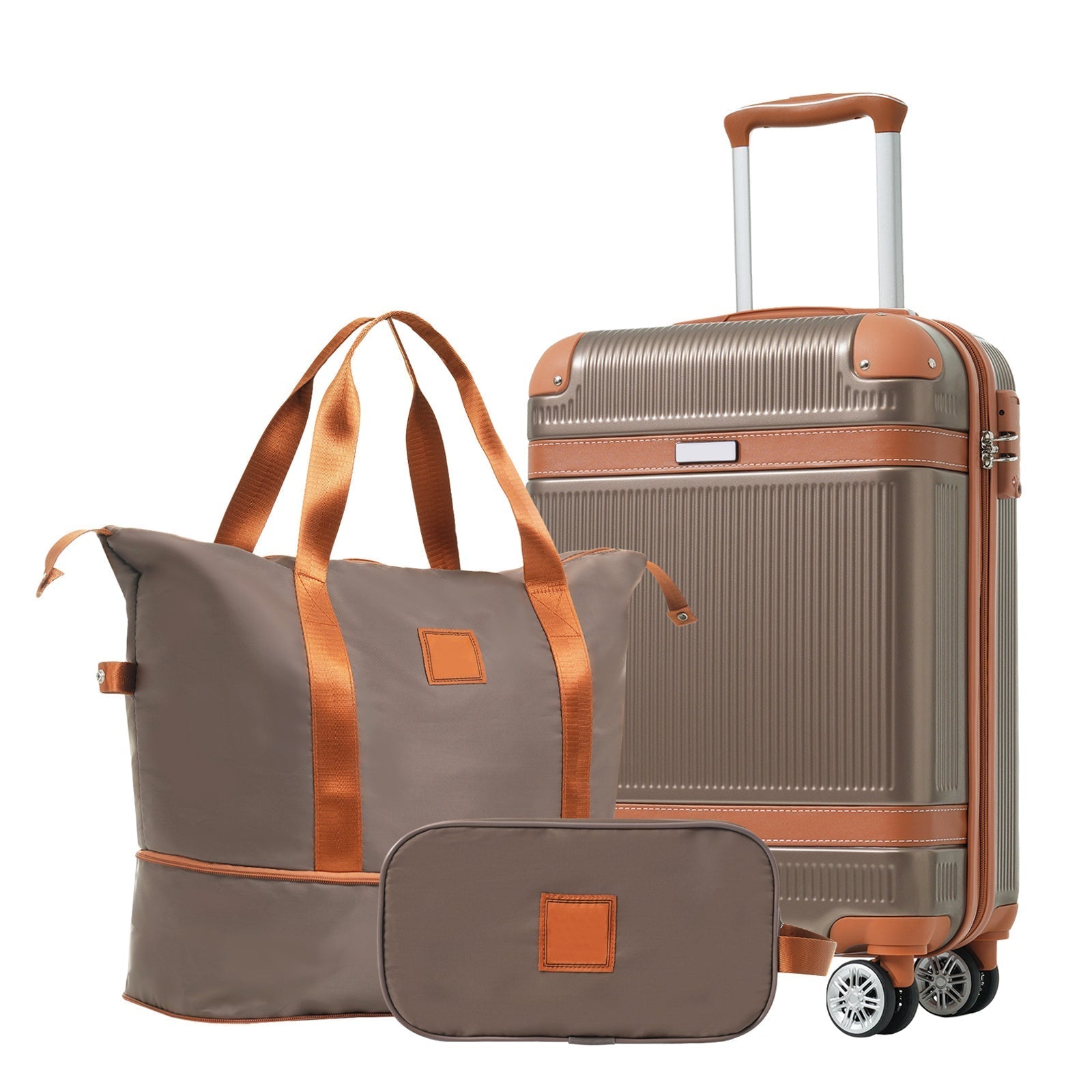 Hardshell Luggage Set 3 Piece Carry - on Suitcase Double Spinner Wheels with TSA Lock, Weekender Duffel Bag, Toiletry Bag - Tuesday Morning - Luggage Sets