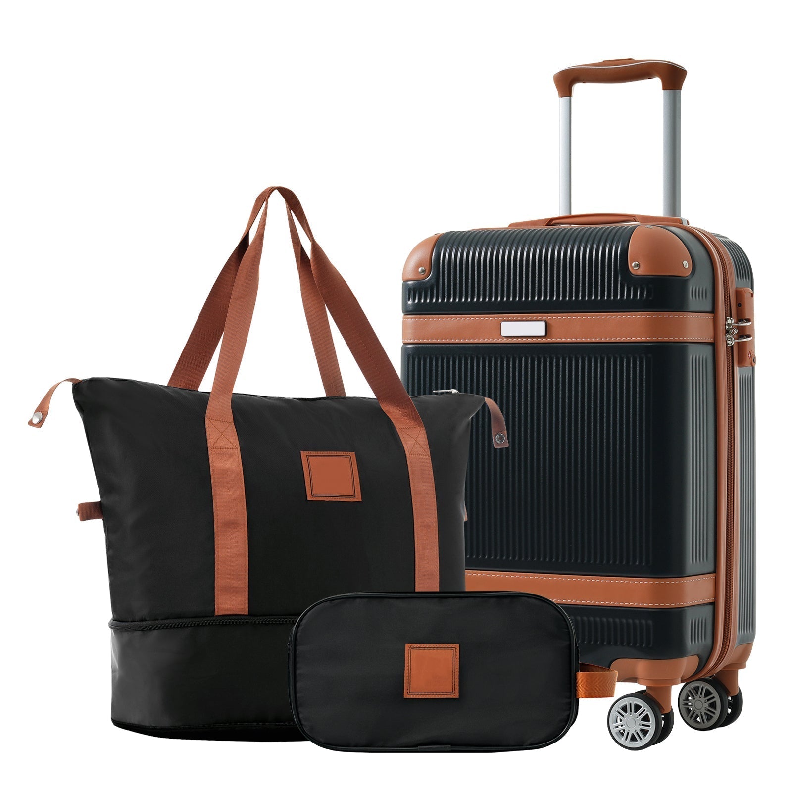 Hardshell Luggage Set 3 Piece Carry - on Suitcase Double Spinner Wheels with TSA Lock, Weekender Duffel Bag, Toiletry Bag - Tuesday Morning - Luggage Sets