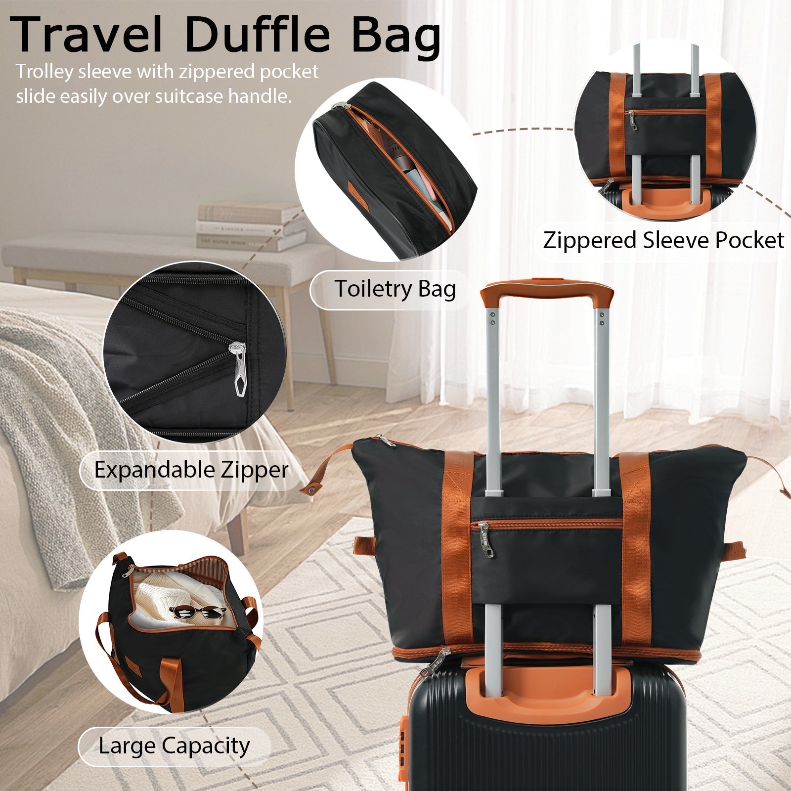 Hardshell Luggage Set 3 Piece Carry - on Suitcase Double Spinner Wheels with TSA Lock, Weekender Duffel Bag, Toiletry Bag - Tuesday Morning - Luggage Sets