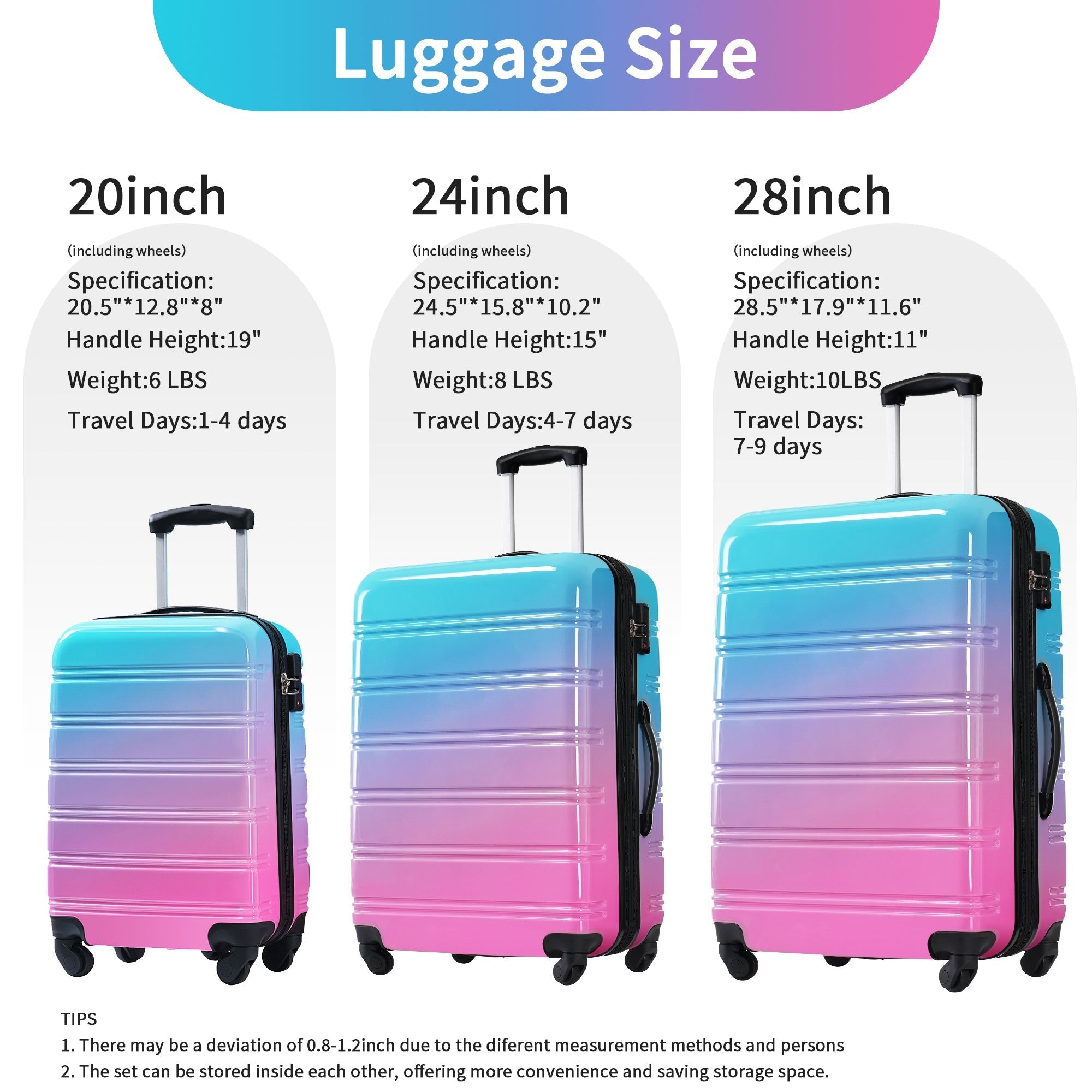 Hardshell Luggage Sets 3 Piece Expandable Suitcase with Spinner Wheels and TSA Lock Lightweight - Tuesday Morning - Luggage Sets