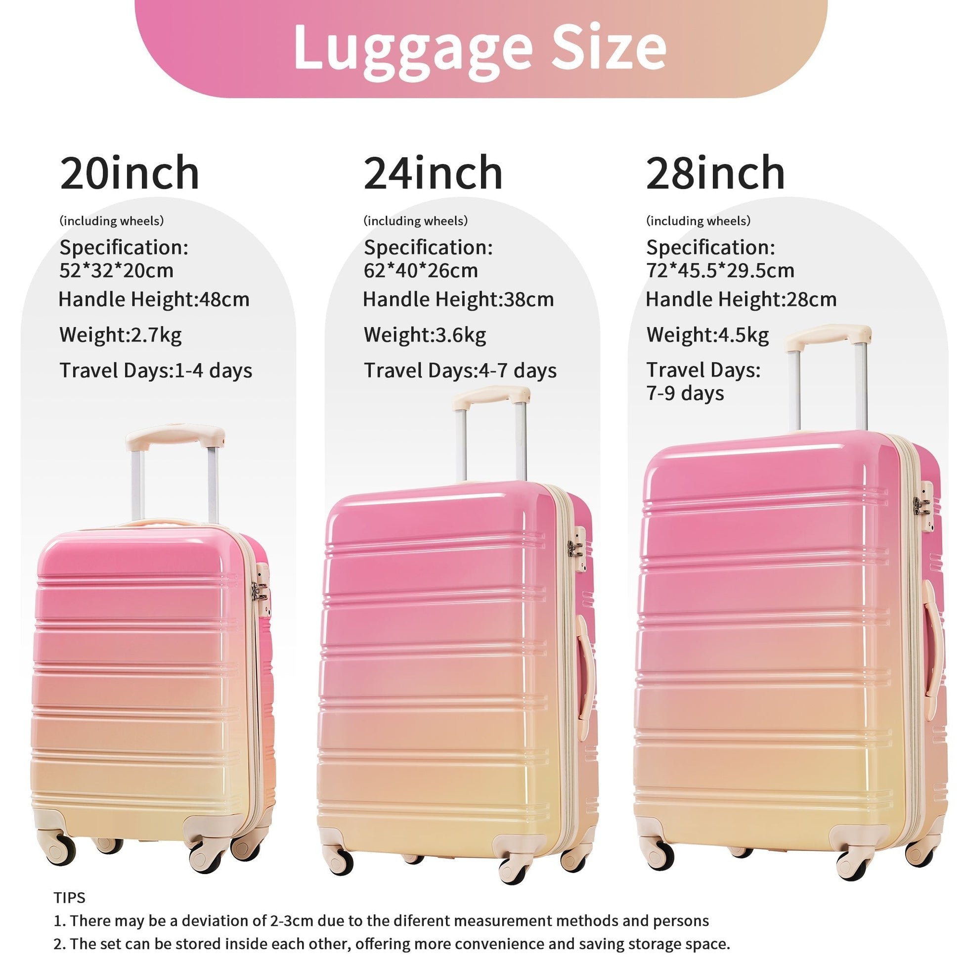 Hardshell Luggage Sets 3 Piece Expandable Suitcase with Spinner Wheels and TSA Lock Lightweight - Tuesday Morning - Luggage Sets