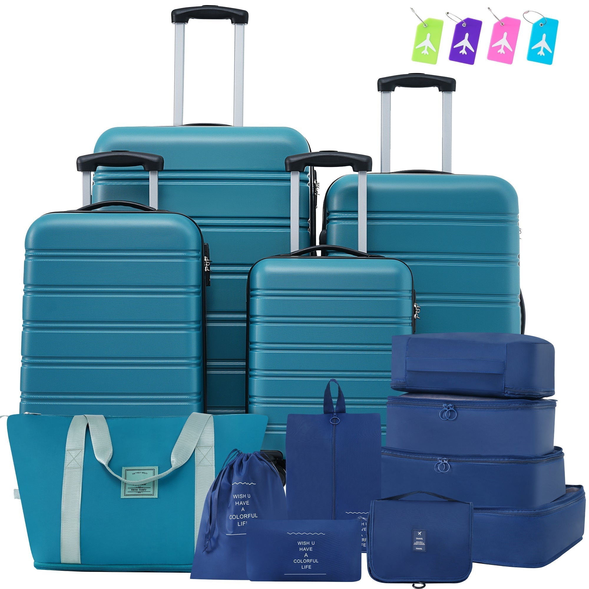 Hardshell Luggage Sets 4 pcs + Bag Spinner Suitcase with TSA Lock Lightweight Luggages - Tuesday Morning - Luggage Sets