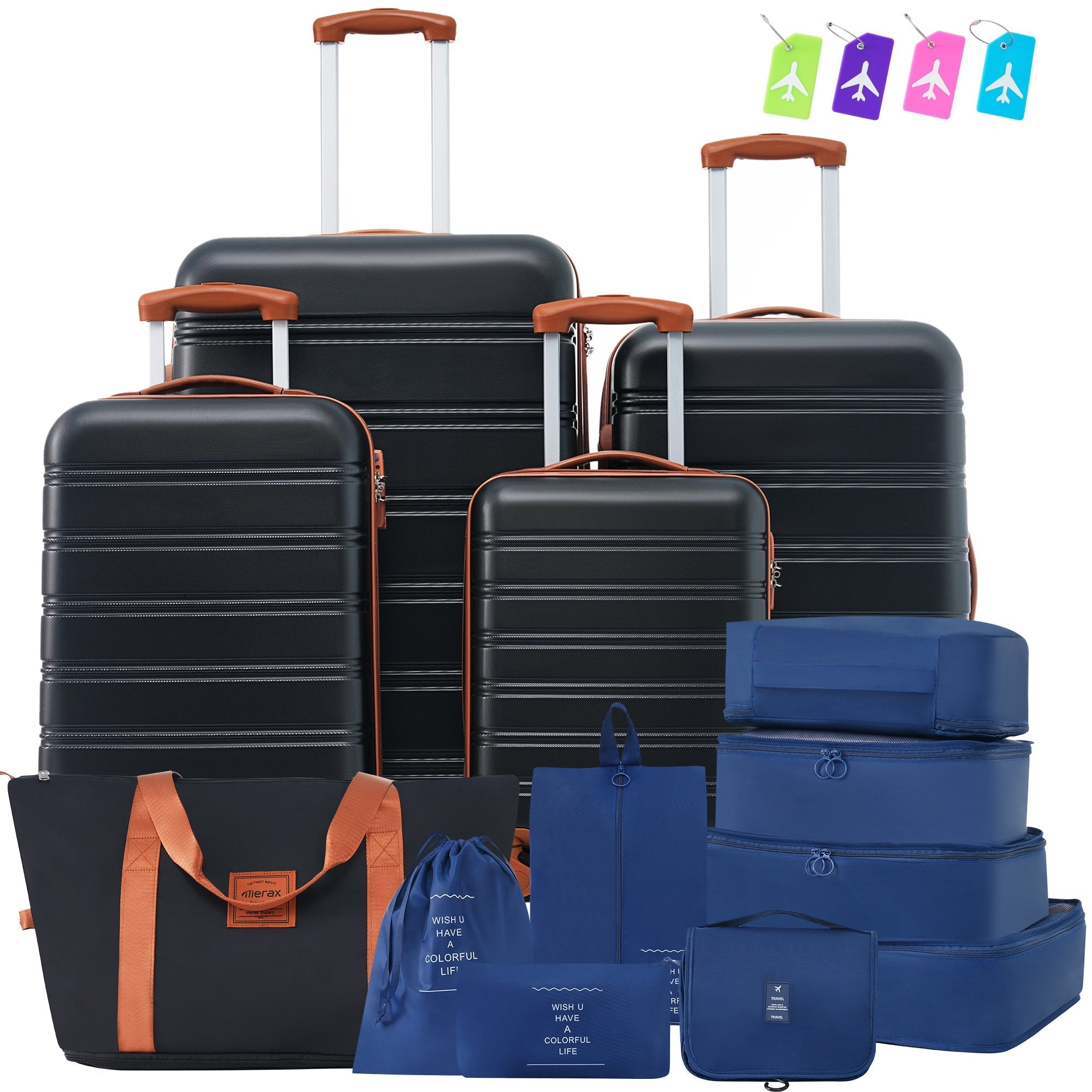 Hardshell Luggage Sets 4 pcs + Bag Spinner Suitcase with TSA Lock Lightweight Luggages - Tuesday Morning - Luggage Sets