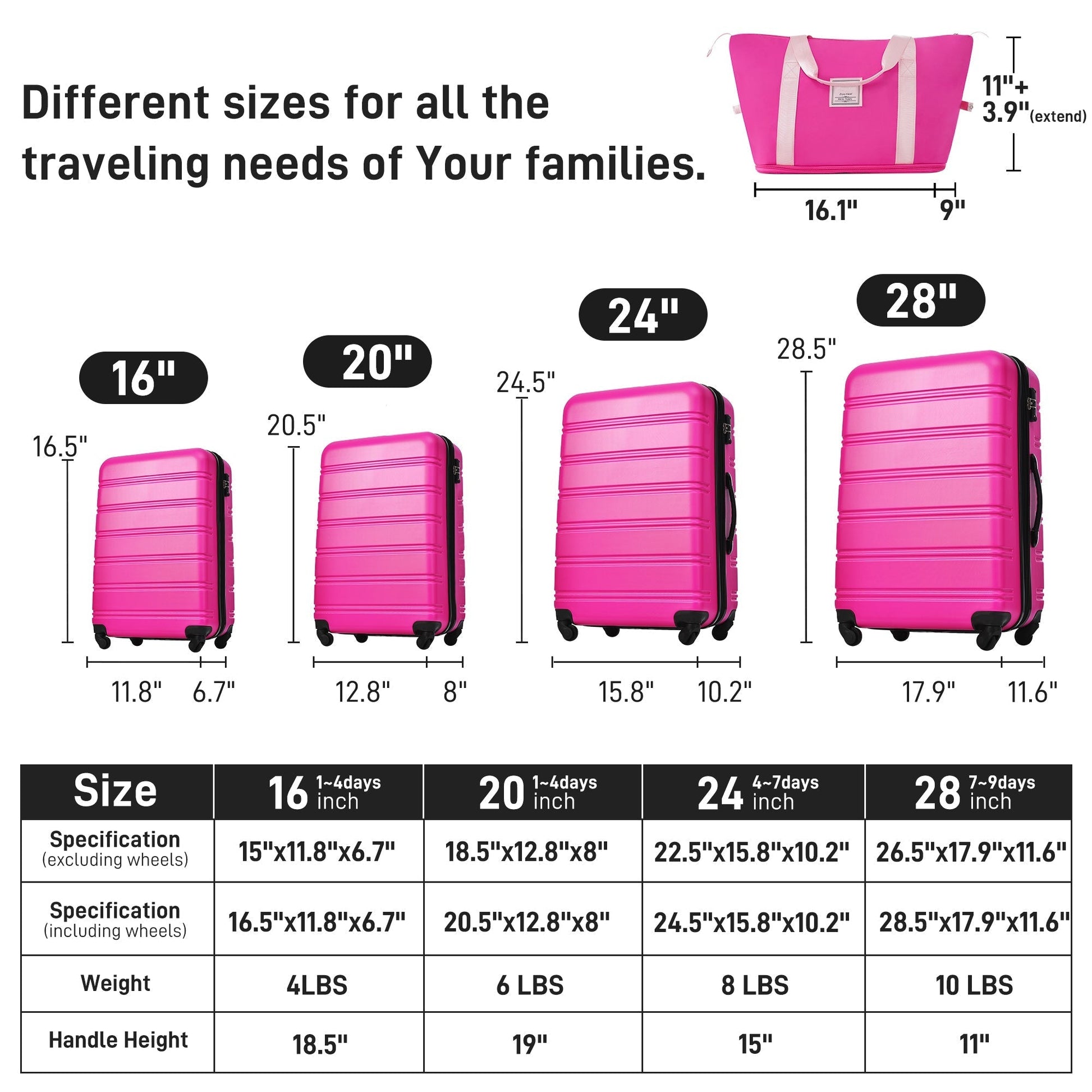 Hardshell Luggage Sets 4 pcs + Bag Spinner Suitcase with TSA Lock Lightweight Luggages - Tuesday Morning - Luggage Sets