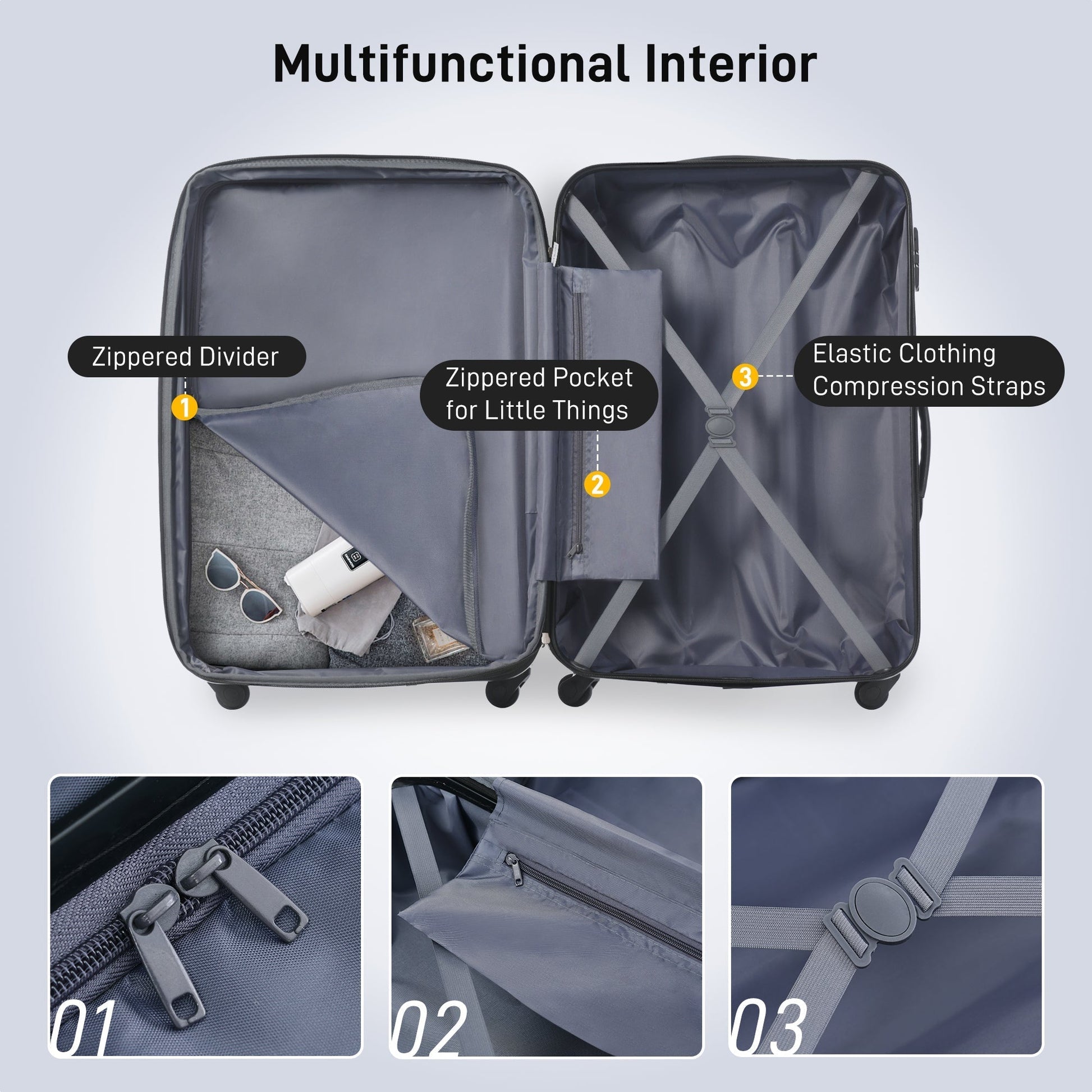 Hardshell Luggage Sets 4 pcs + Bag Spinner Suitcase with TSA Lock Lightweight Luggages - Tuesday Morning - Luggage Sets