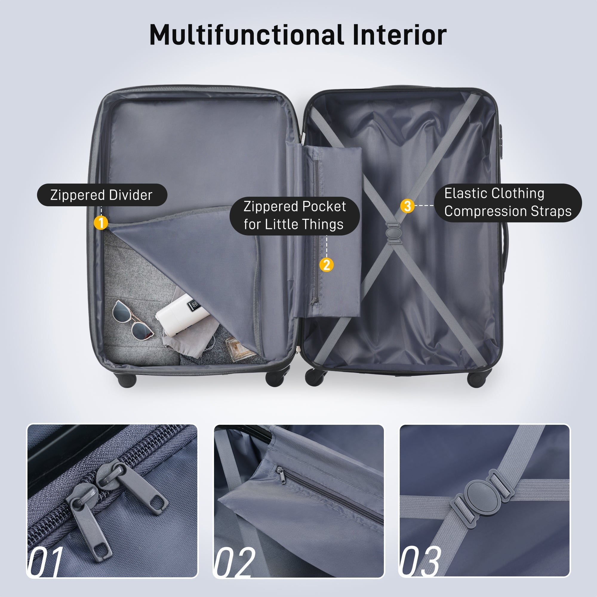 Hardshell Luggage Sets 4 pcs + Bag Spinner Suitcase with TSA Lock Lightweight Luggages - Tuesday Morning - Luggage Sets