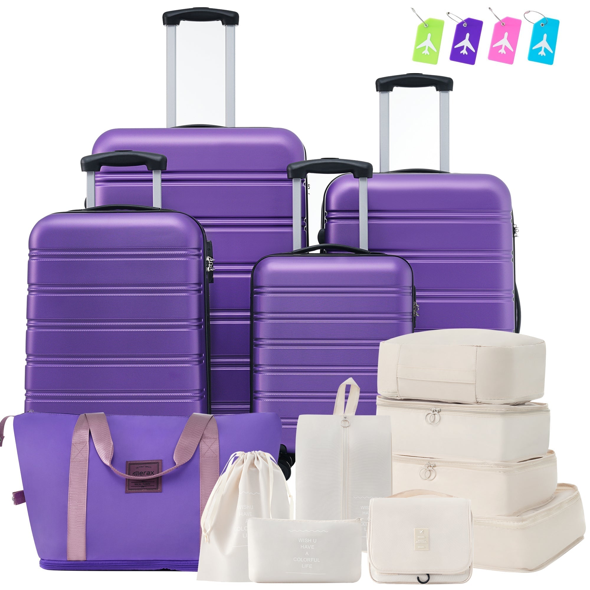 Hardshell Luggage Sets 4 pcs + Bag Spinner Suitcase with TSA Lock Lightweight Luggages - Tuesday Morning - Luggage Sets