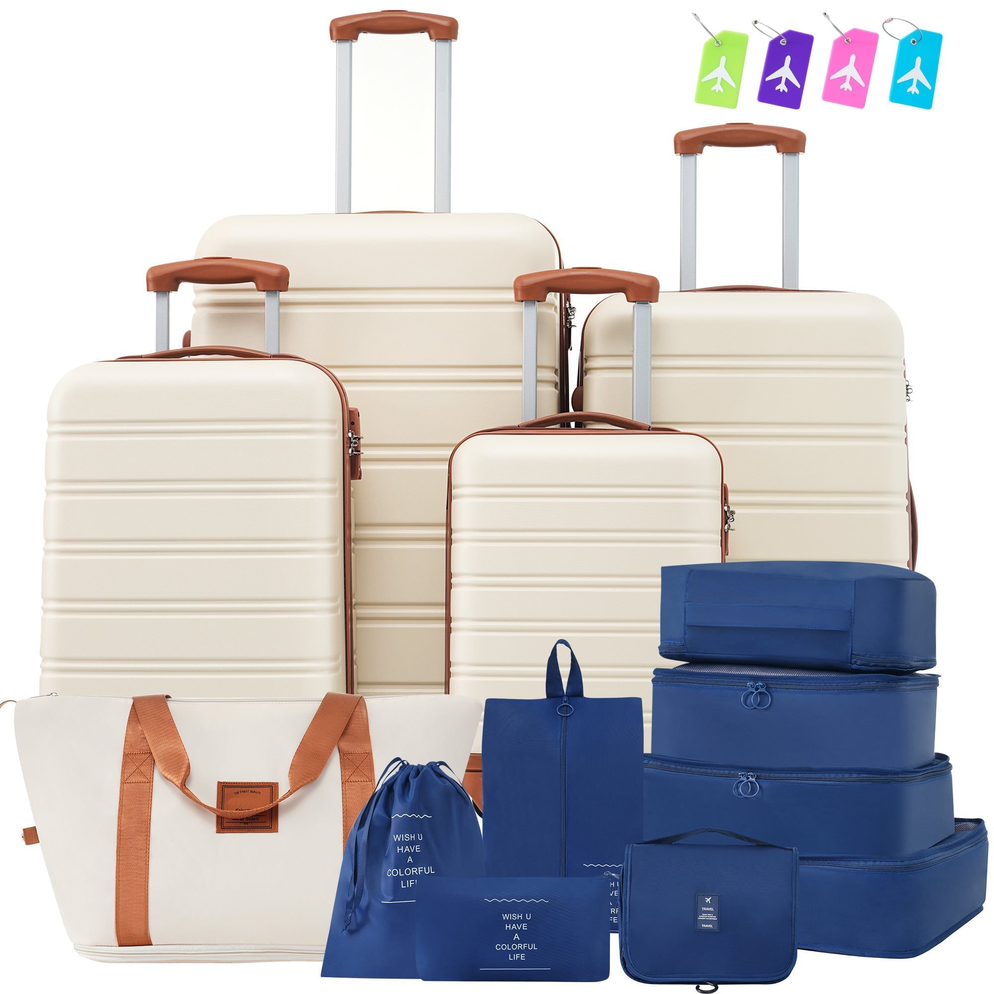 Hardshell Luggage Sets 4 pcs + Bag Spinner Suitcase with TSA Lock Lightweight Luggages - Tuesday Morning - Luggage Sets