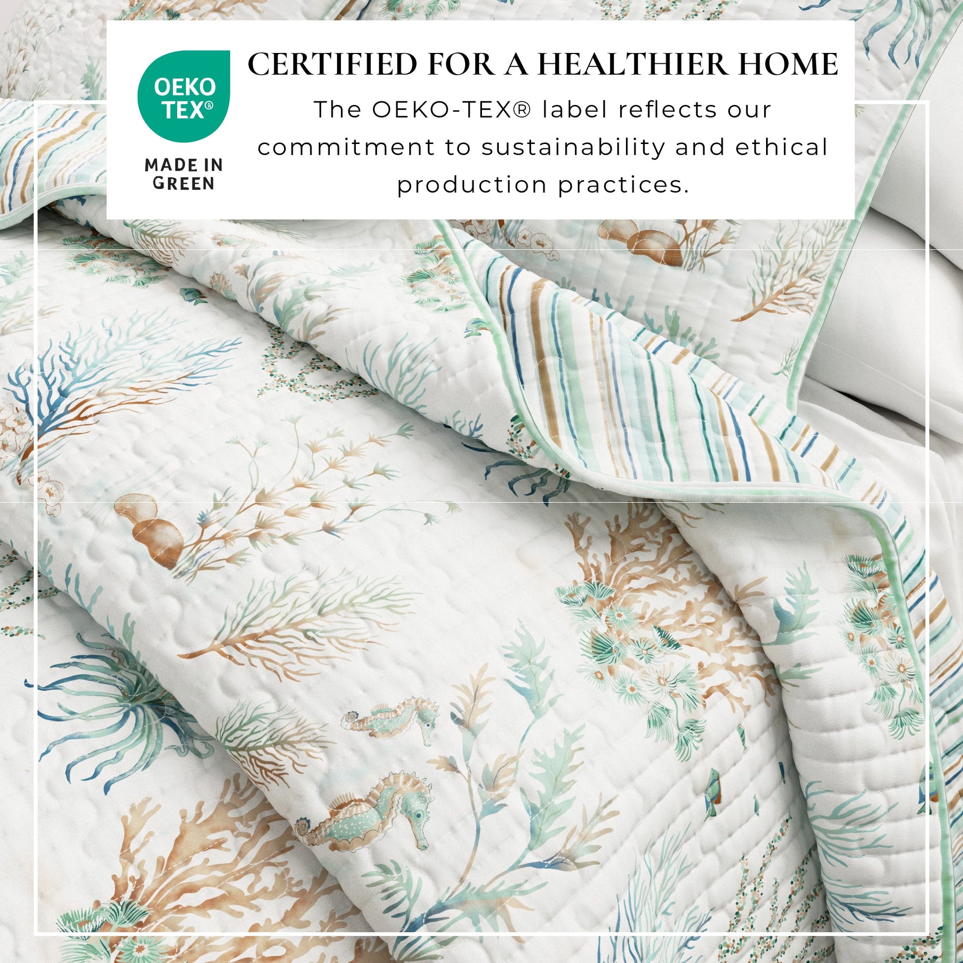 Coastal Printed Cotton Quilt Set - Santa Barbara Collection - Best Buy Furniture
