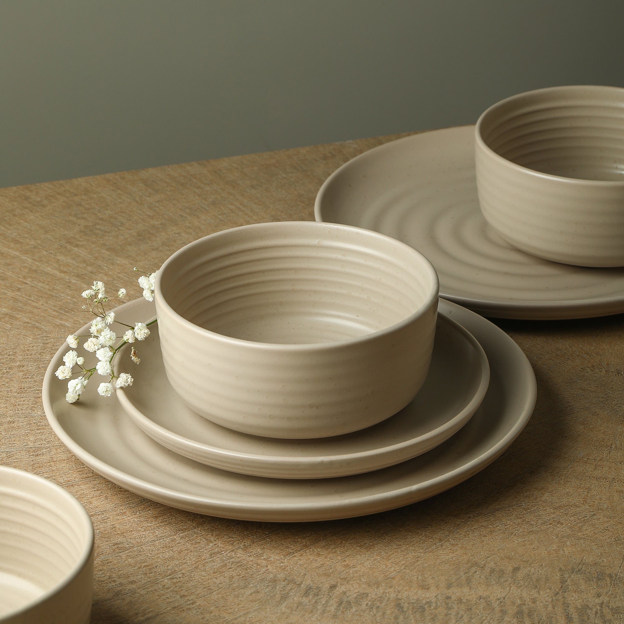 Ion Stoneware Dinnerware Set - Beige