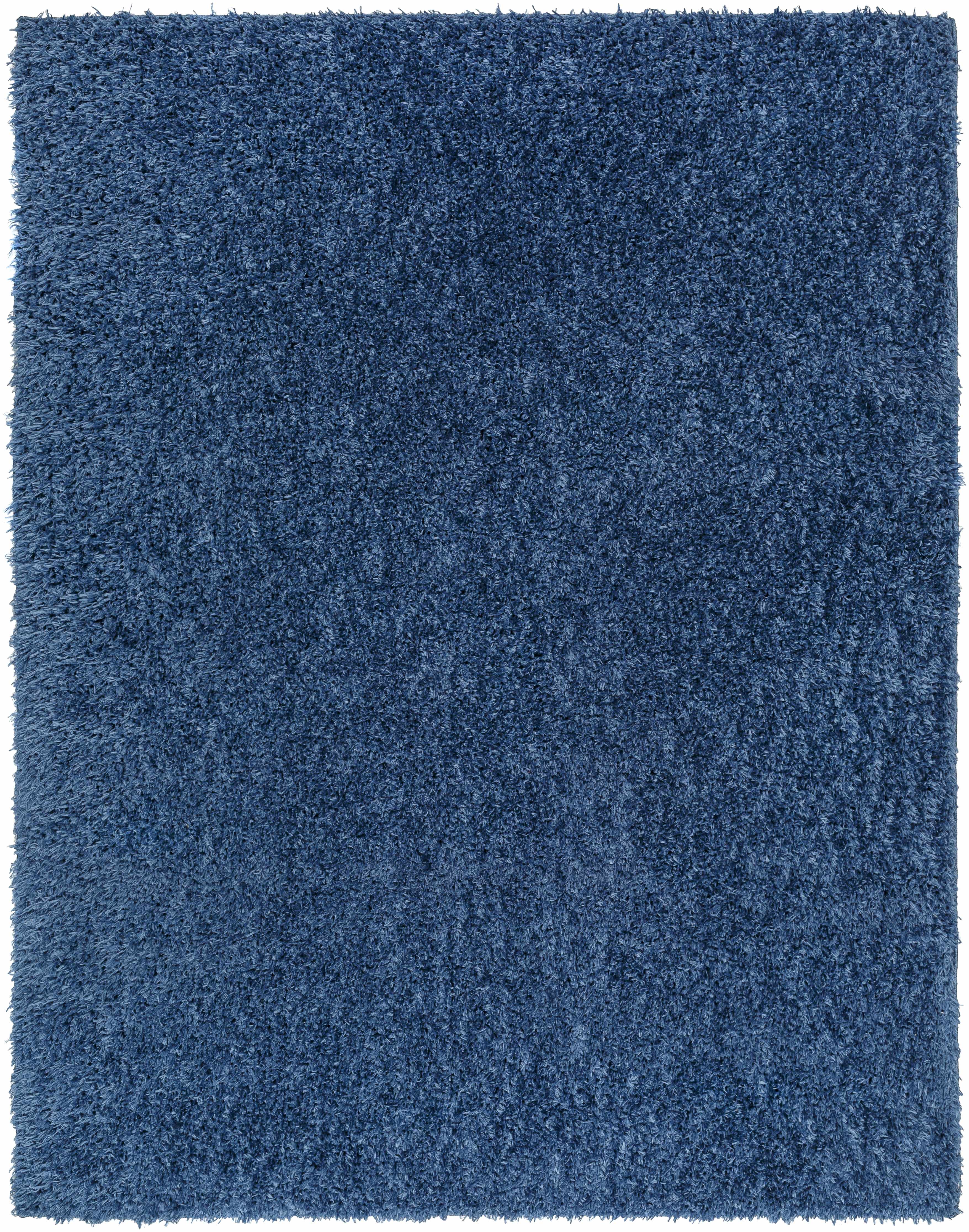 Faina Solid Dark Blue Shag Washable Area Rug - Clearance