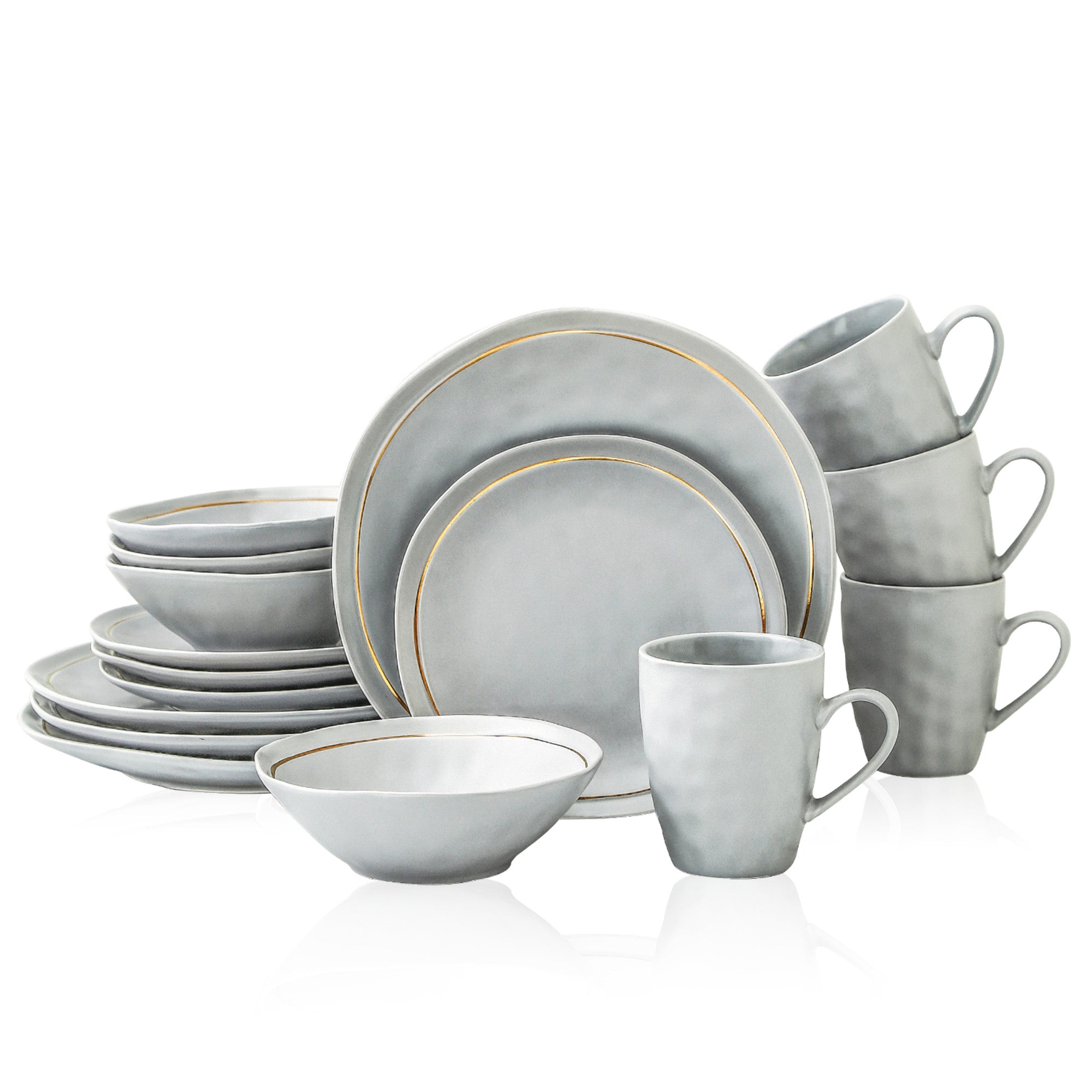 Clara Porcelain Dinnerware Set - Gray