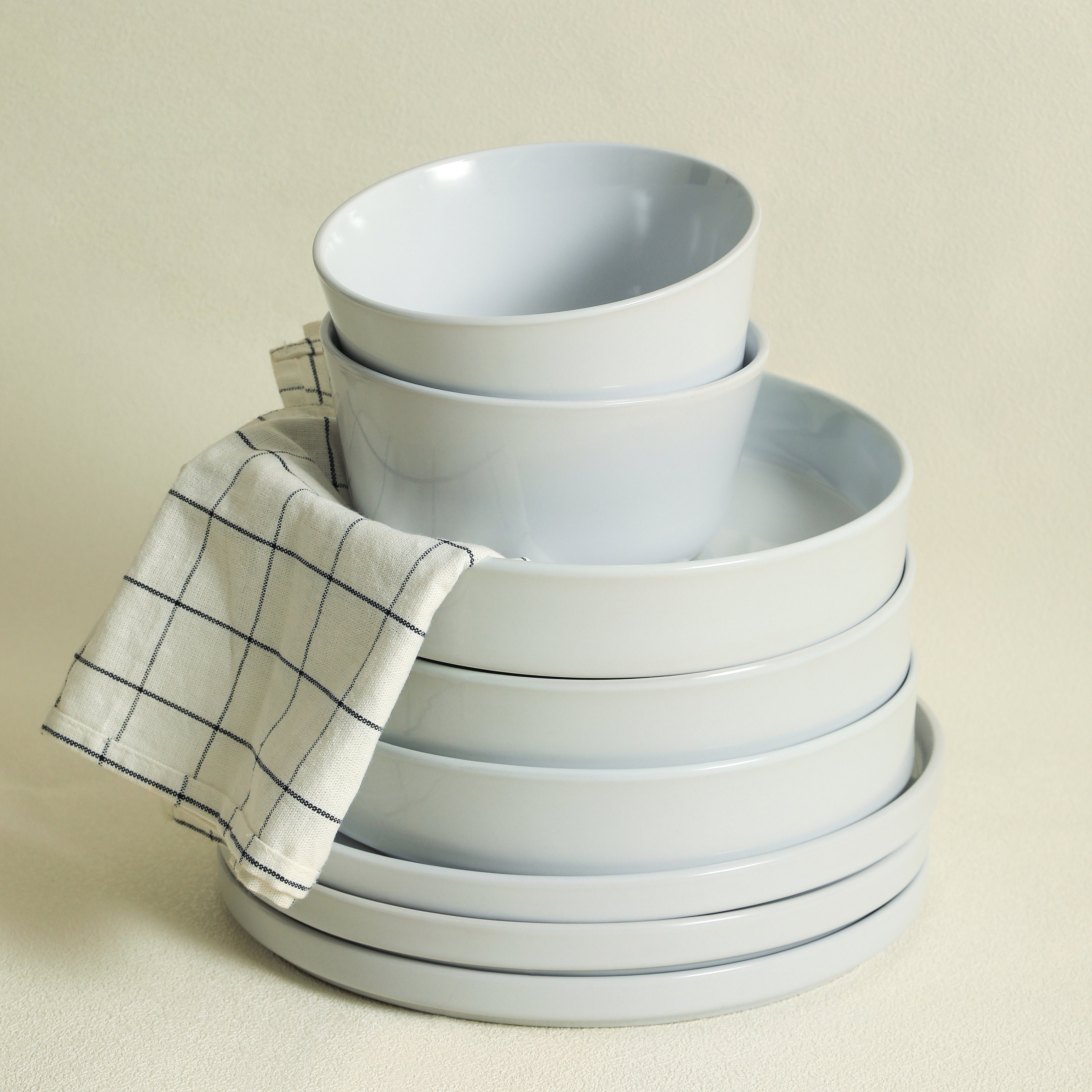 Celina Stoneware Dinnerware Set, Cereal and Dinner Bowls - White
