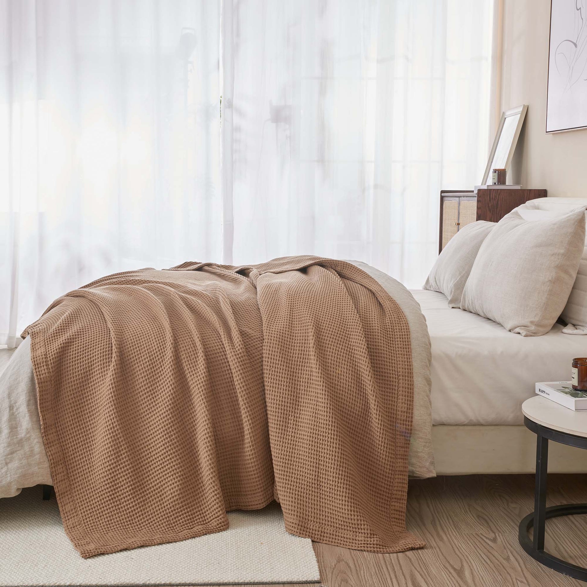 100% Cotton Waffle Weave Blanket - Mikala Collection - Best Buy Furniture