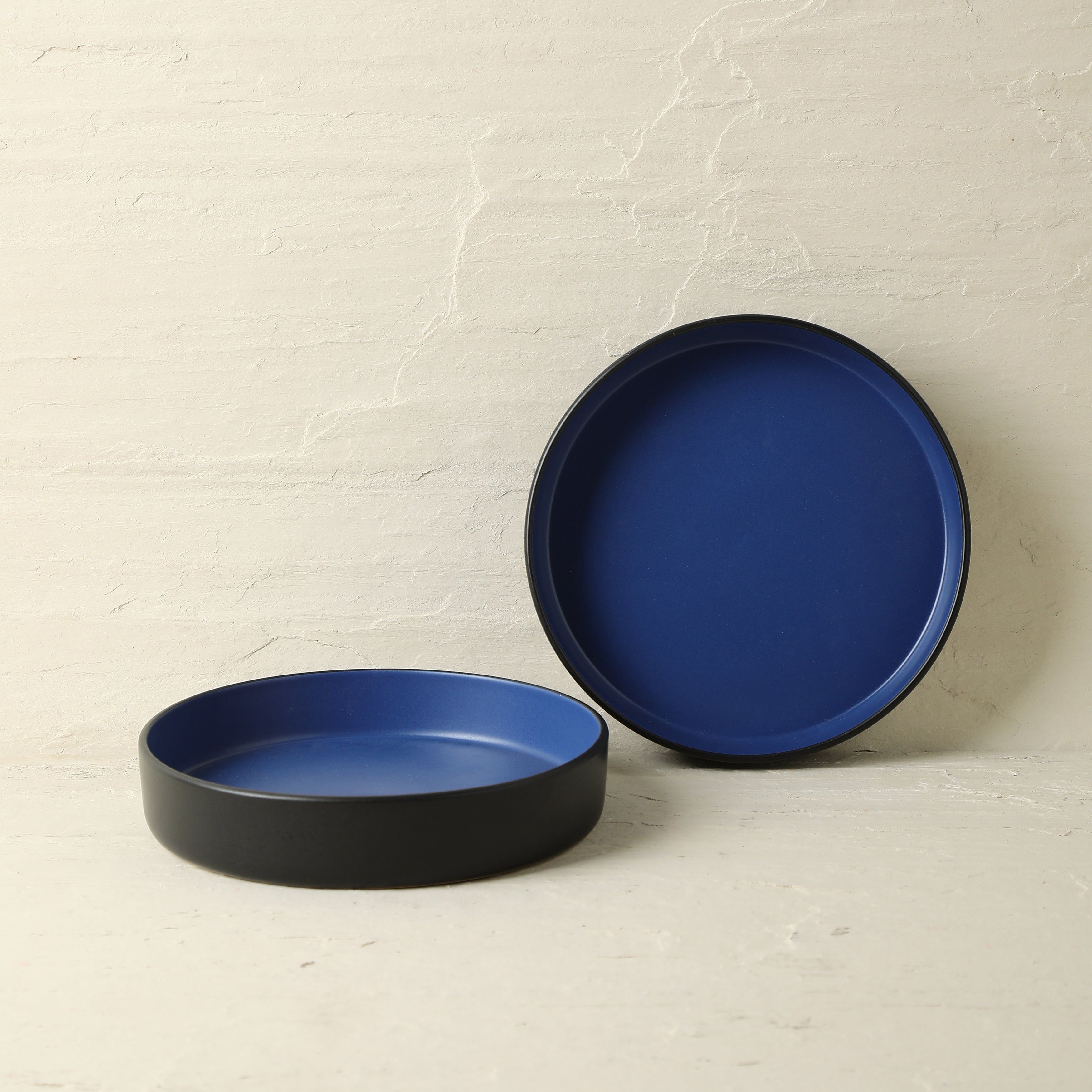 Albie Stoneware  Pasta Bowl - Blue And Black