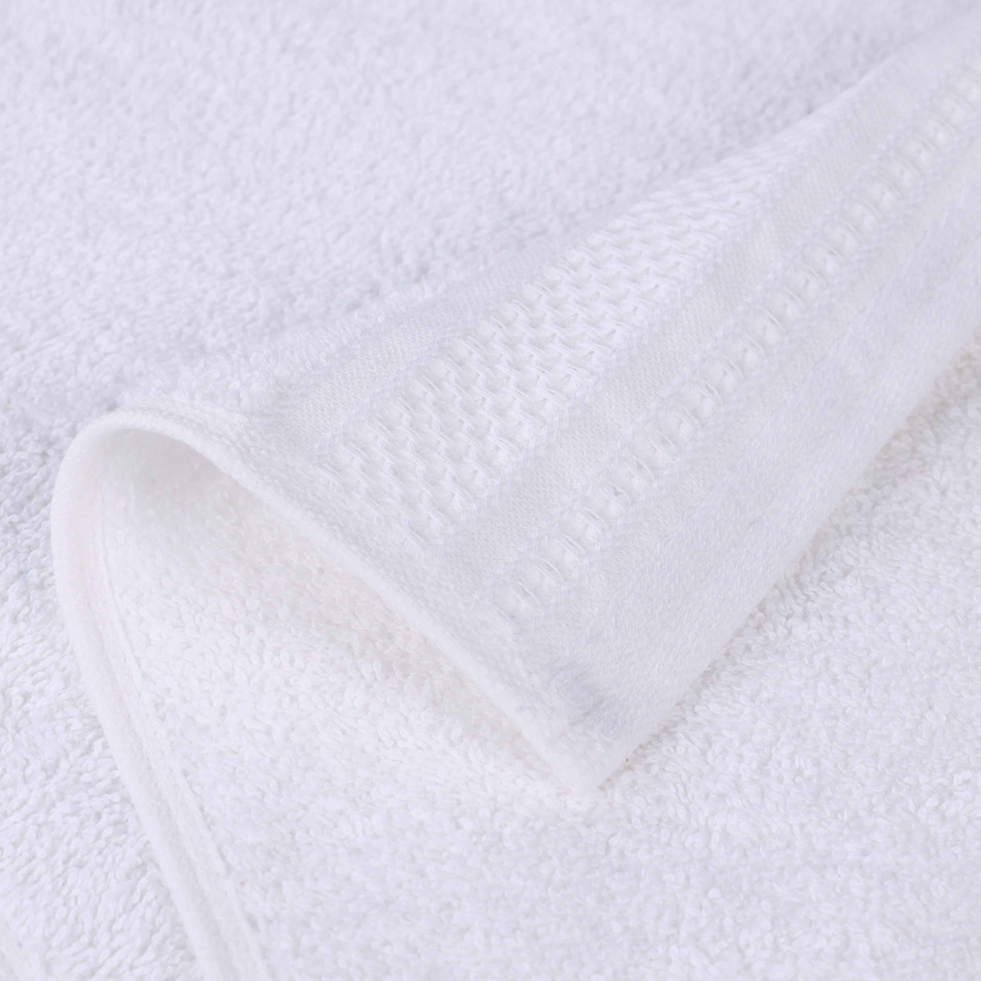 Honeycomb Textured Waffle Border Cotton Bath Towels, Set of 4 - Bath Towel by Superior Brand