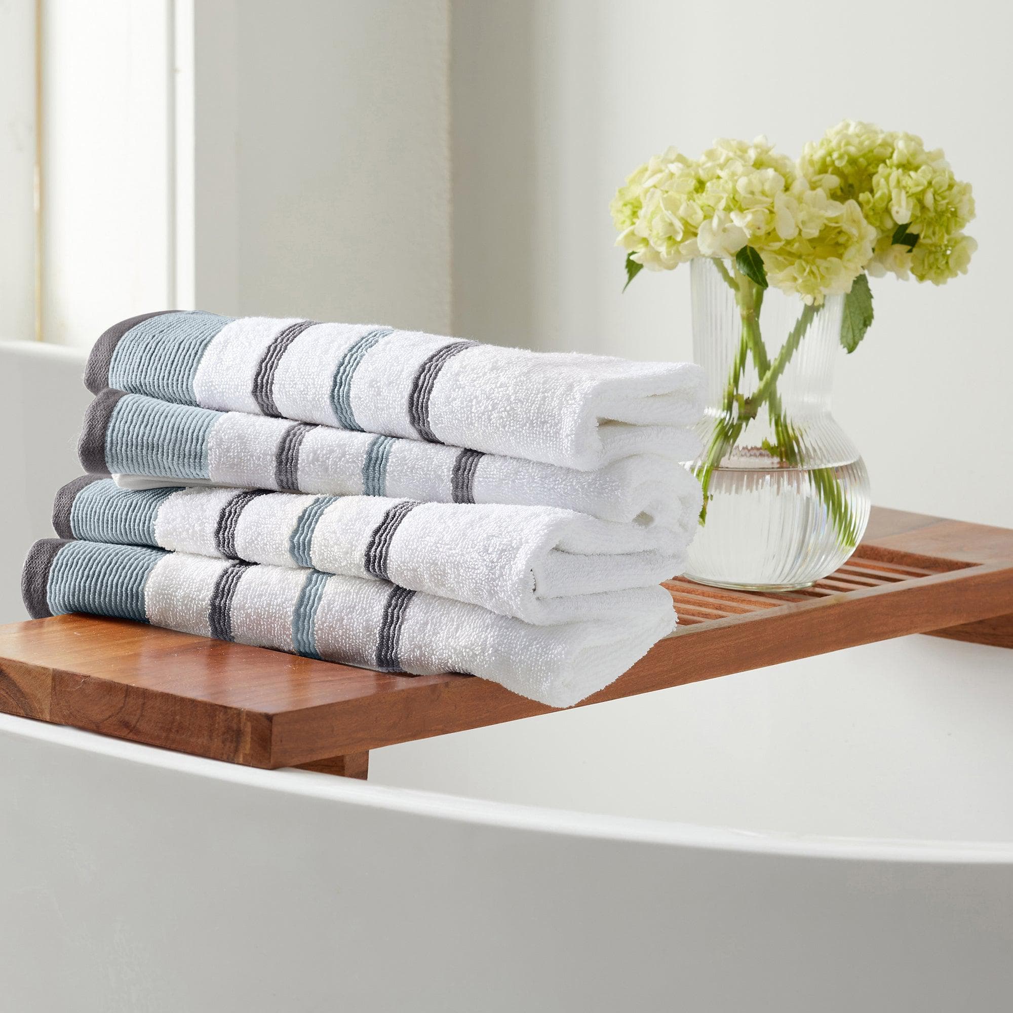 Decorative Cotton Stripe Bath Towel Set - Noelle Collection - Best Buy Furniture