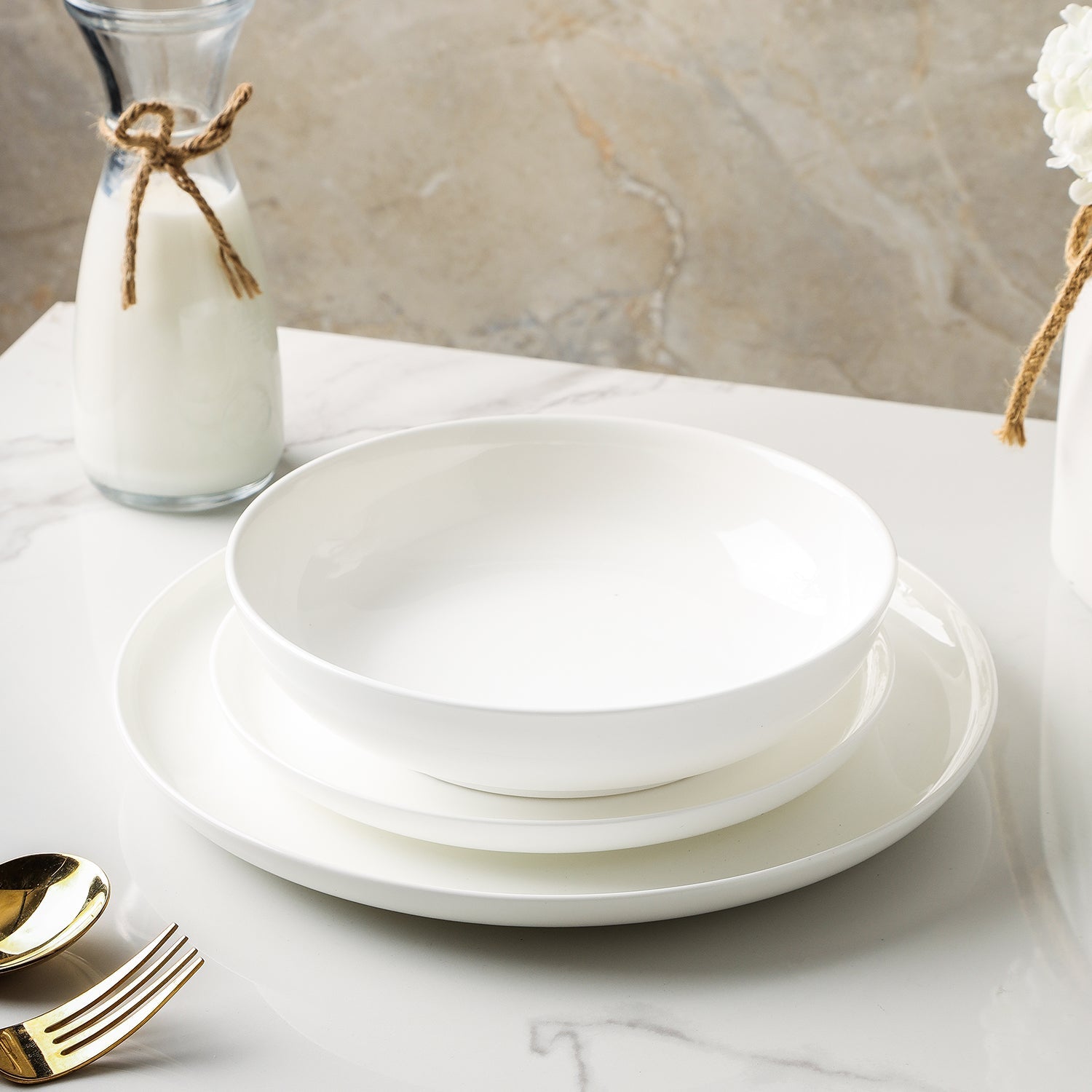 Gabrielle Bone China Dinnerware Set - White