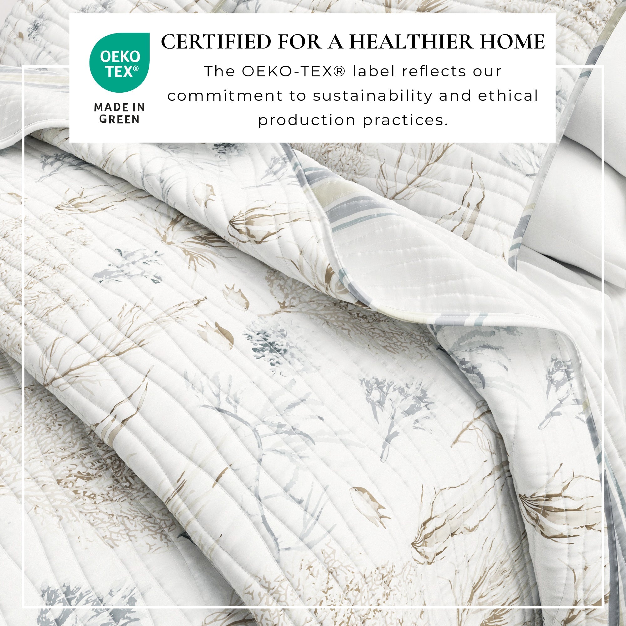 Coral Sea Maze Coastal Quilt Set - Newcomb Collection - Best Buy Furniture