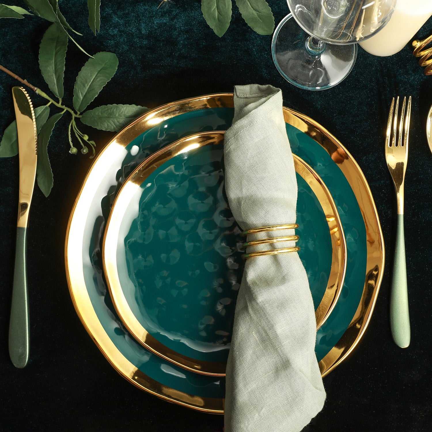 Florian Porcelain Dinnerware Set - Green