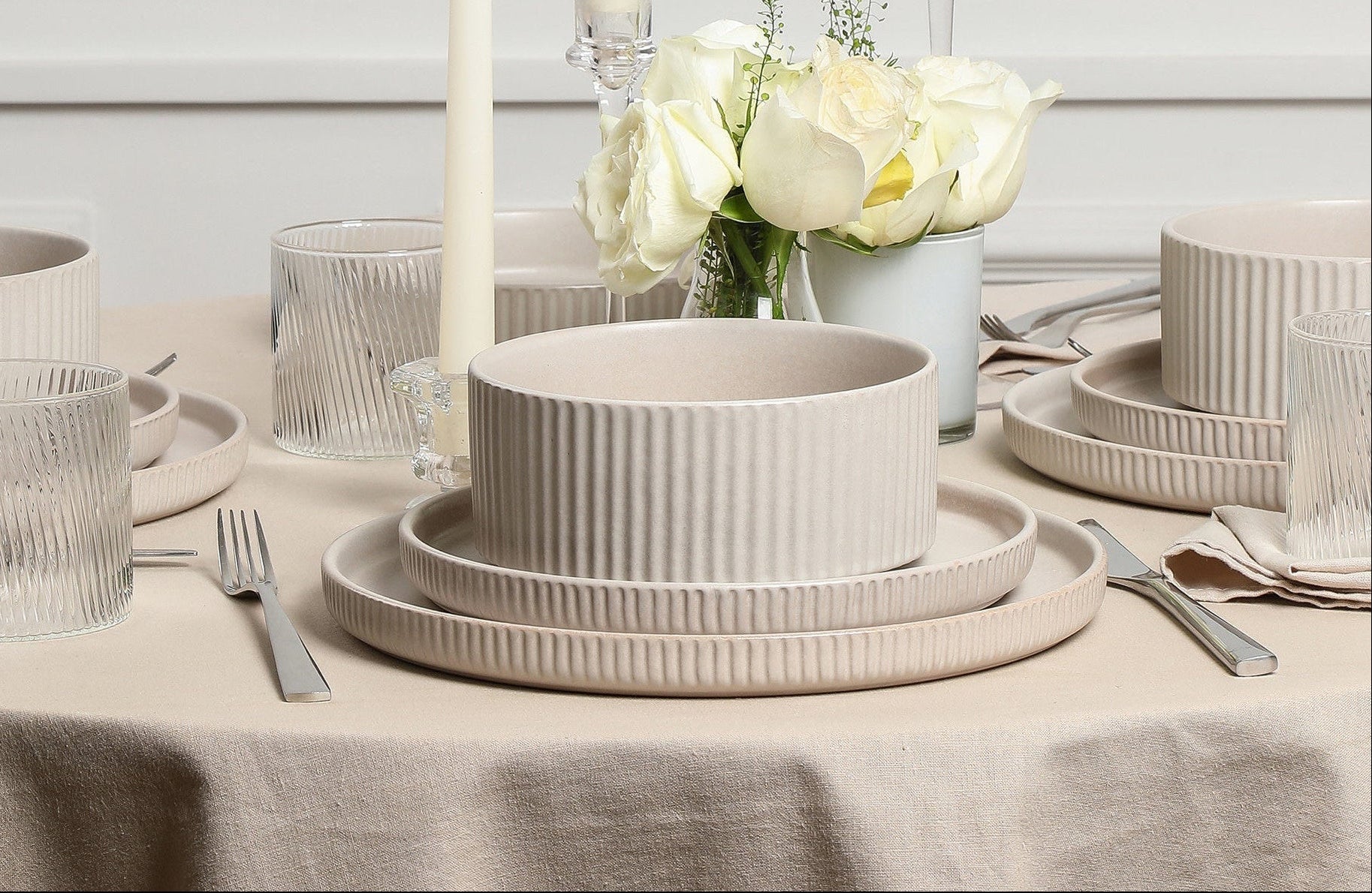 Haven Stoneware Dinnerware Set - Beige