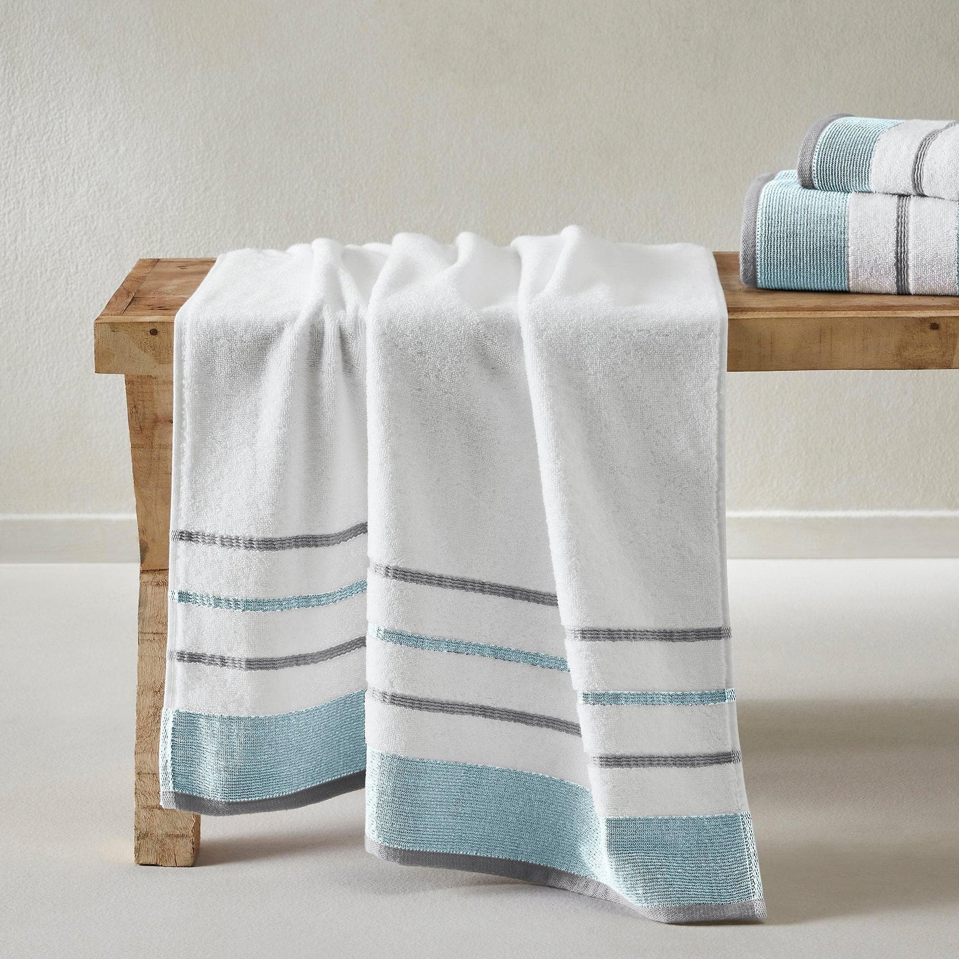 Decorative Cotton Stripe Bath Towel Set - Noelle Collection - Best Buy Furniture