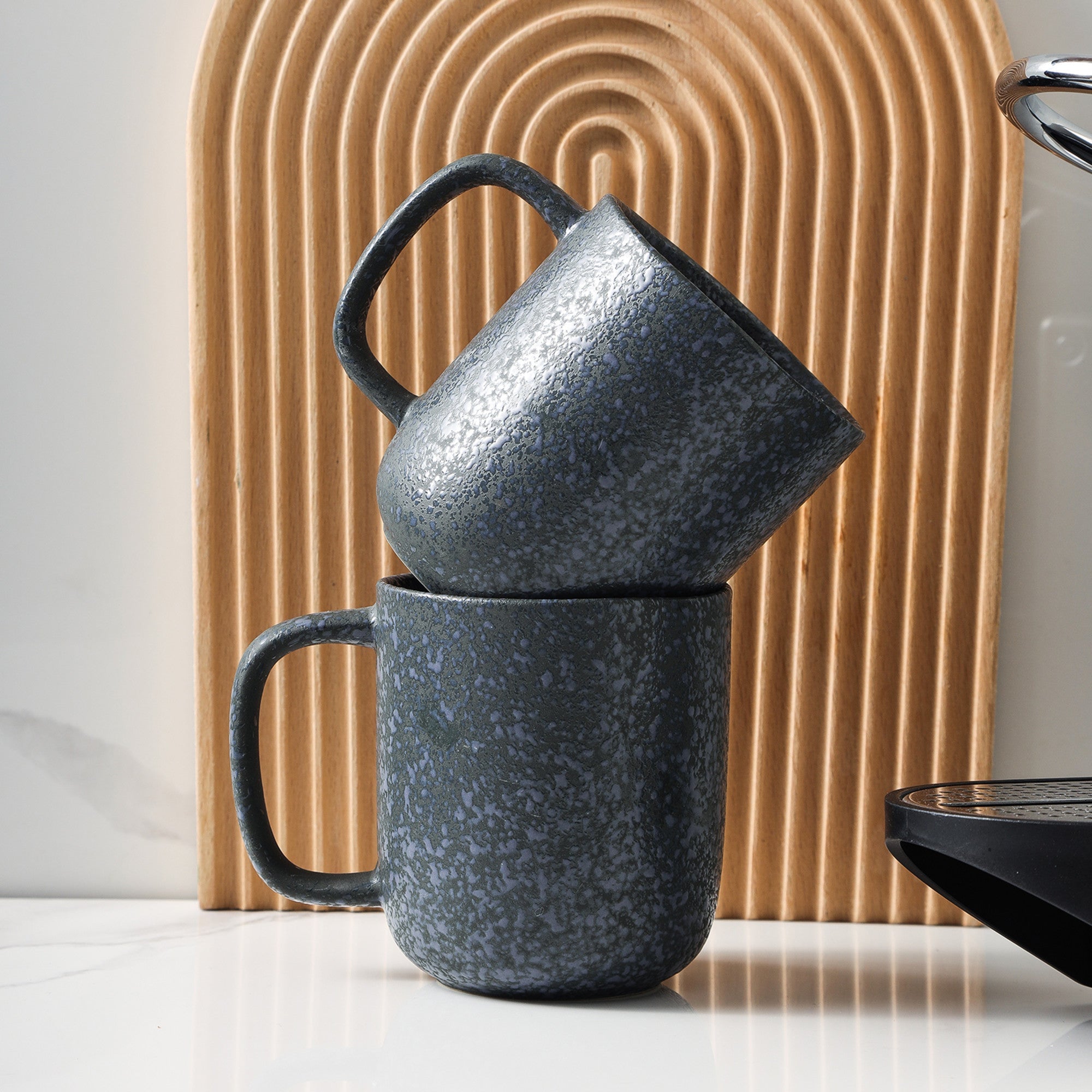 Tom Stoneware Mug - Gray And Blue Reflection