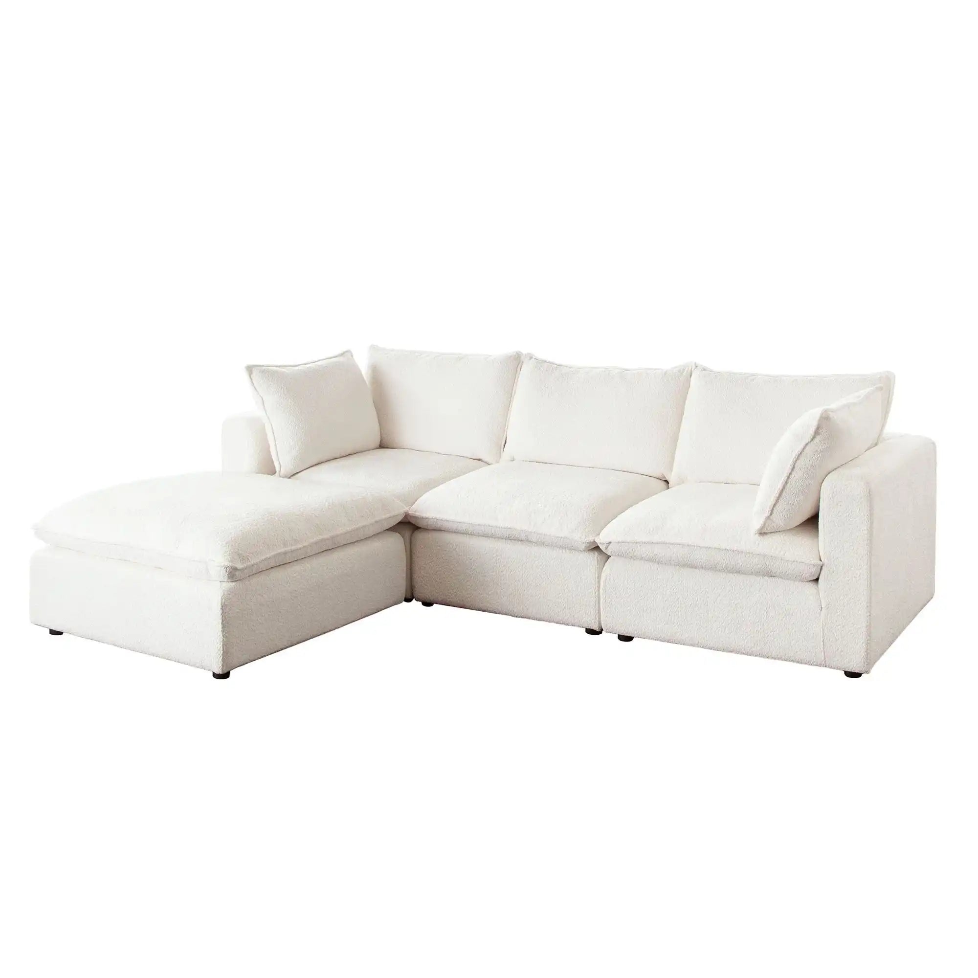 Ivy Reversible 4 Piece Down Sectional – White Faux Shearling