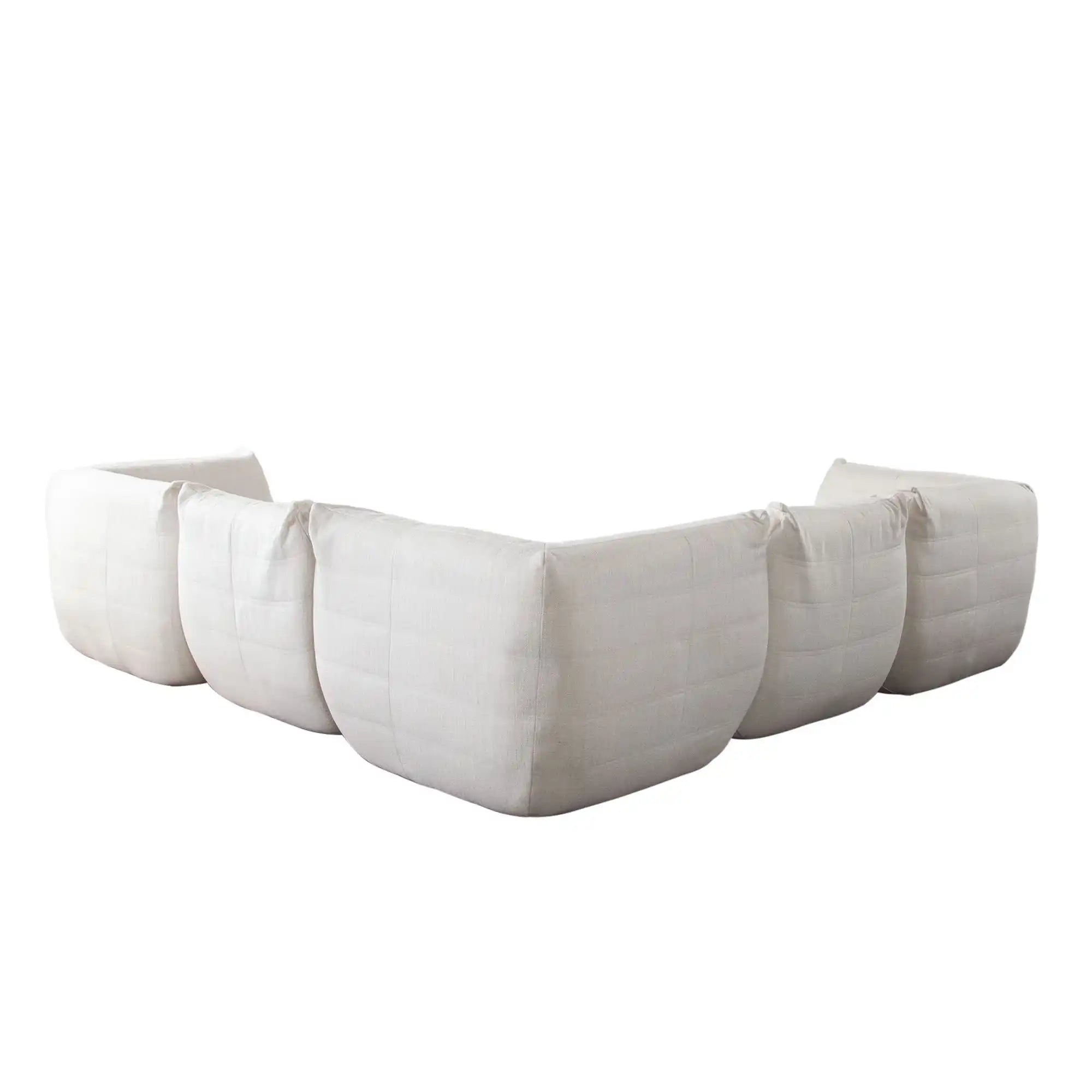 Ezra 5 Piece Modular Lounger – Cream Linen Fabric