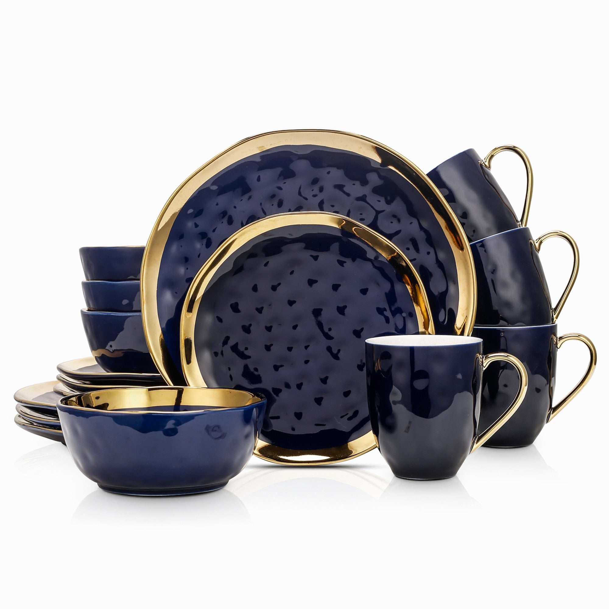 Florian Porcelain Dinnerware Set - Navy Blue