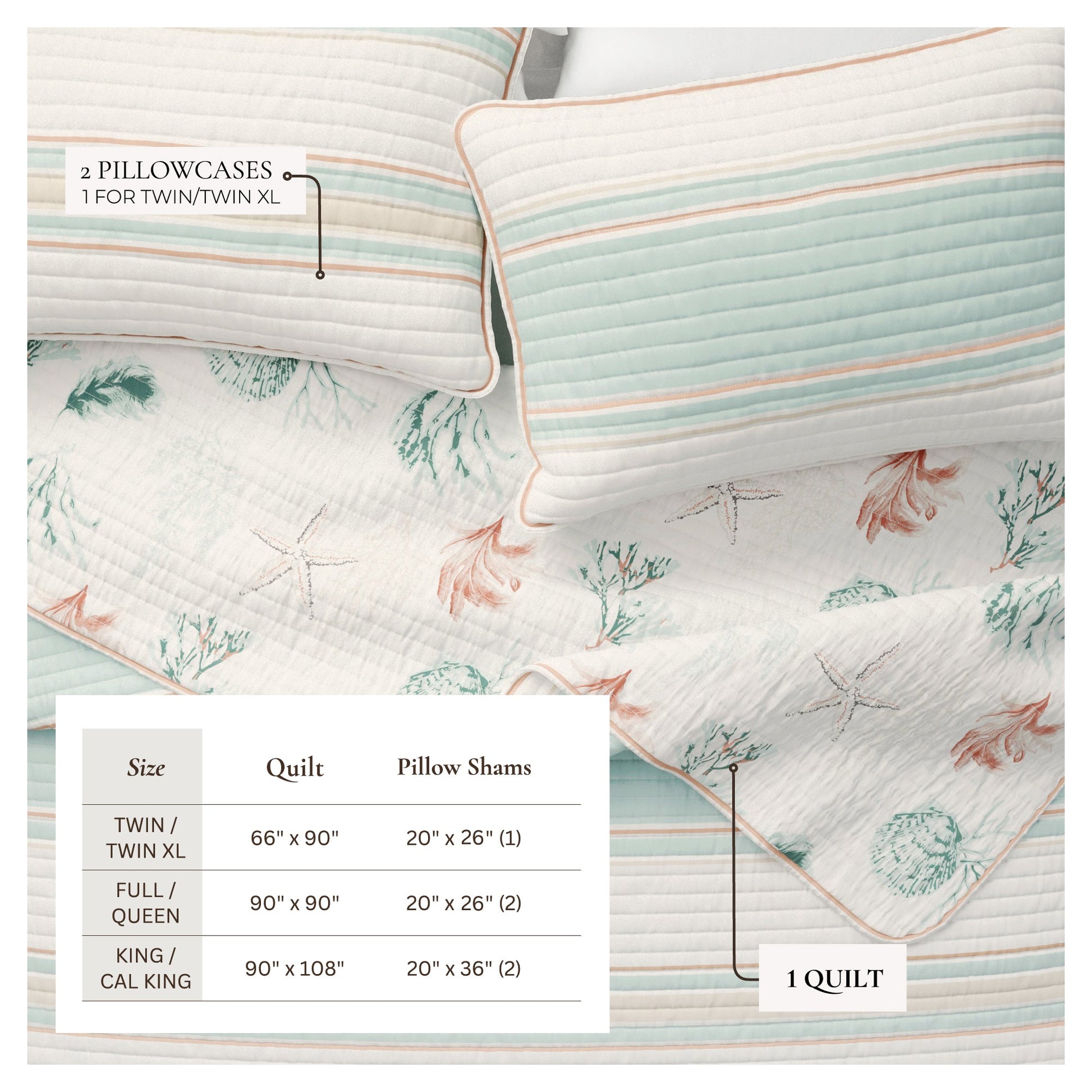 Coastal Printed Cotton Quilt Set - St. Augustine Collection - Best Buy Furniture