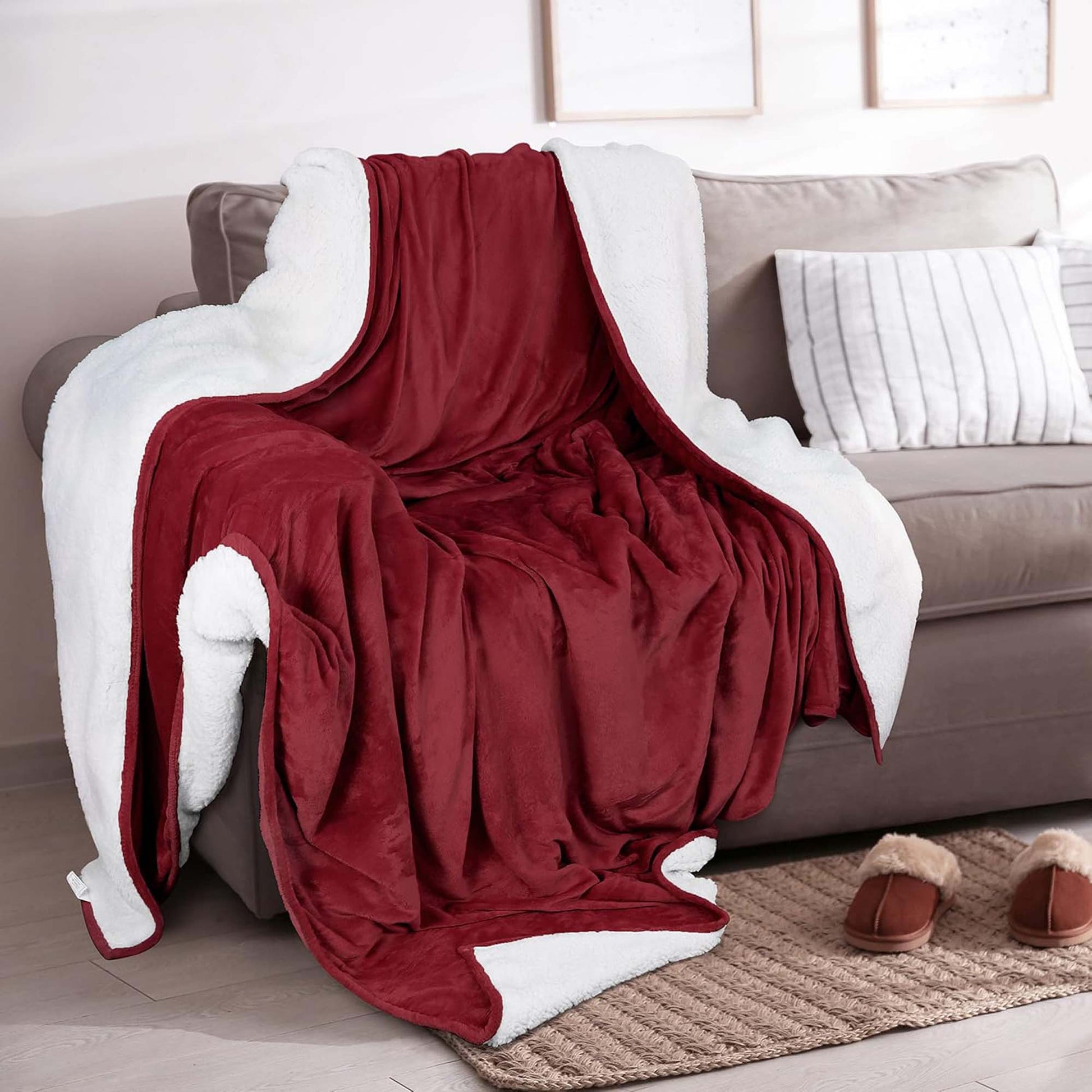 Velvet Plush Sherpa Bed Blanket - Sherpa Fleece Collection - Best Buy Furniture