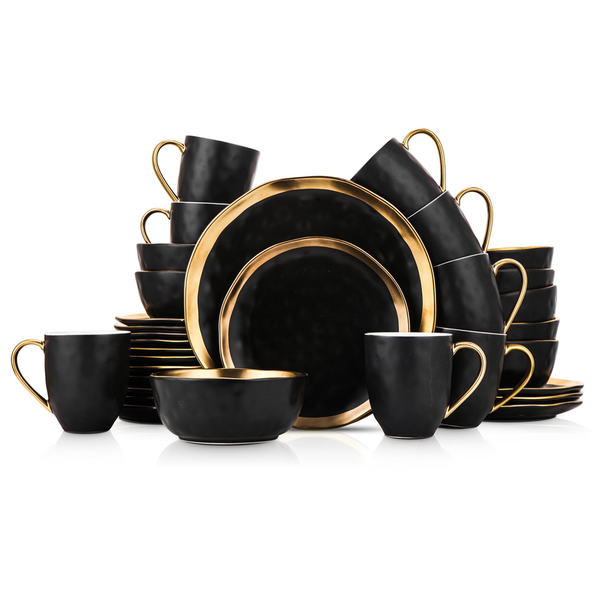 Florian Porcelain Dinnerware Set - Black