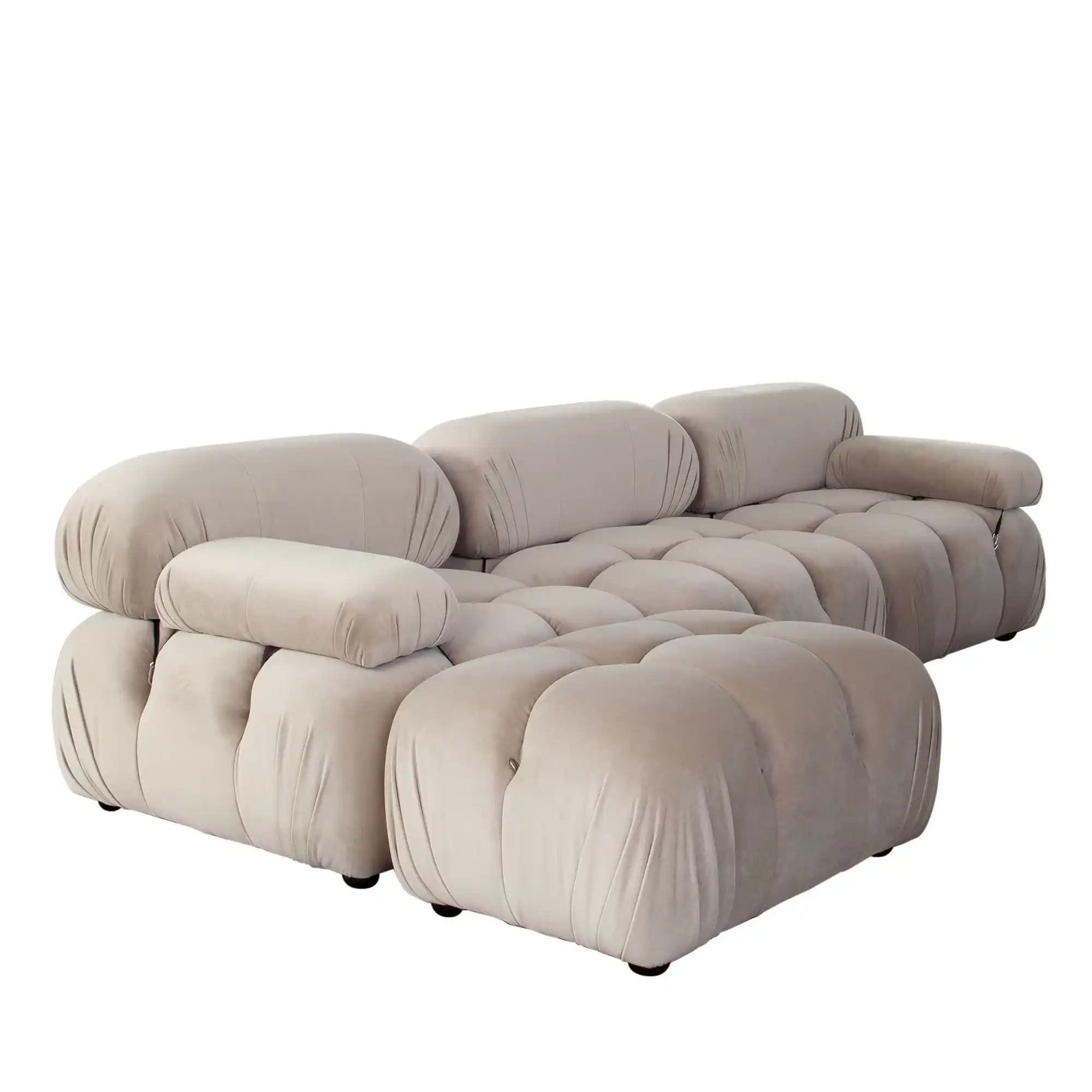 Paloma 4 Piece Reversible Sectional – Mink Tan Performance Velvet