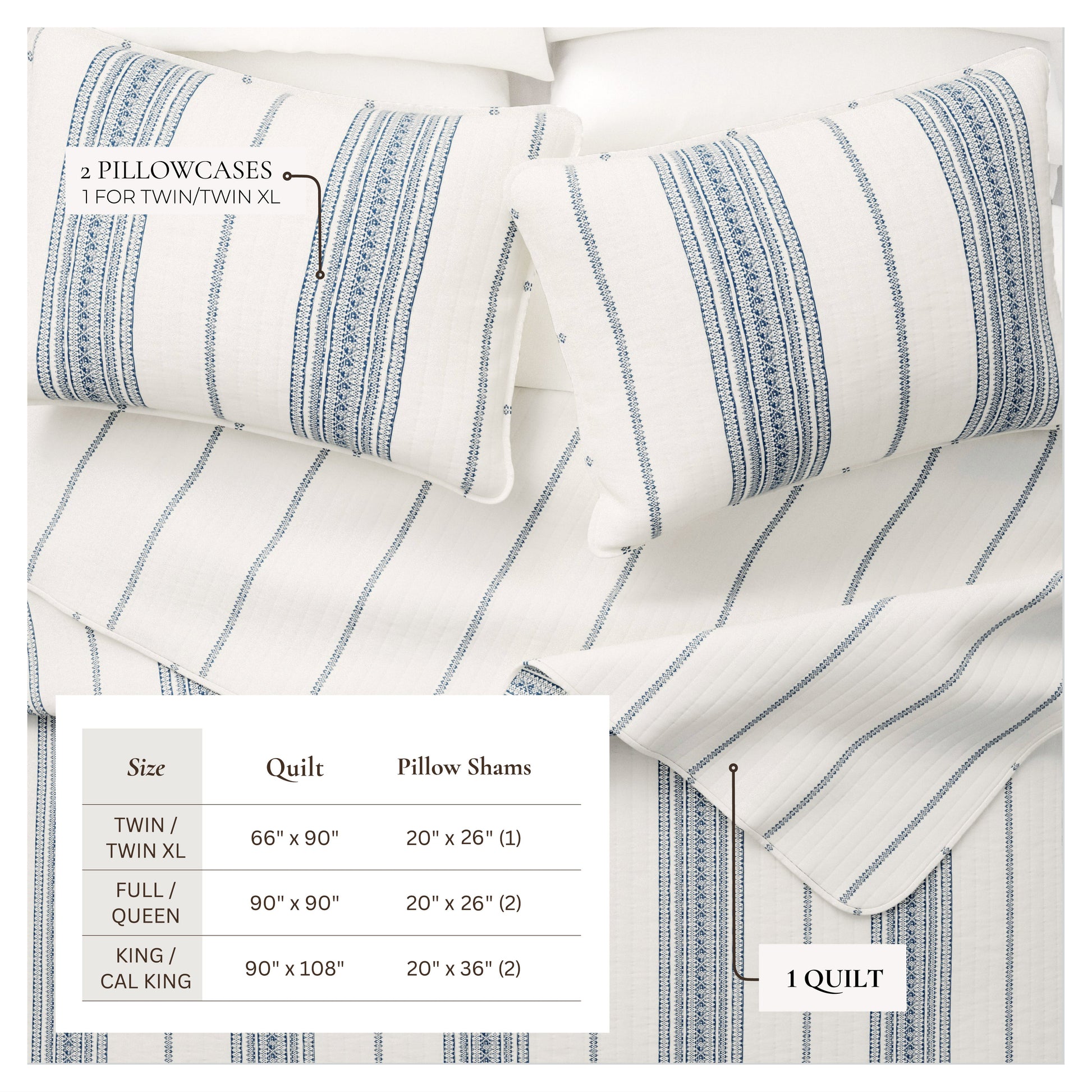 3-Piece Stripe Quilt - Wesley Collection - Best Buy Furniture