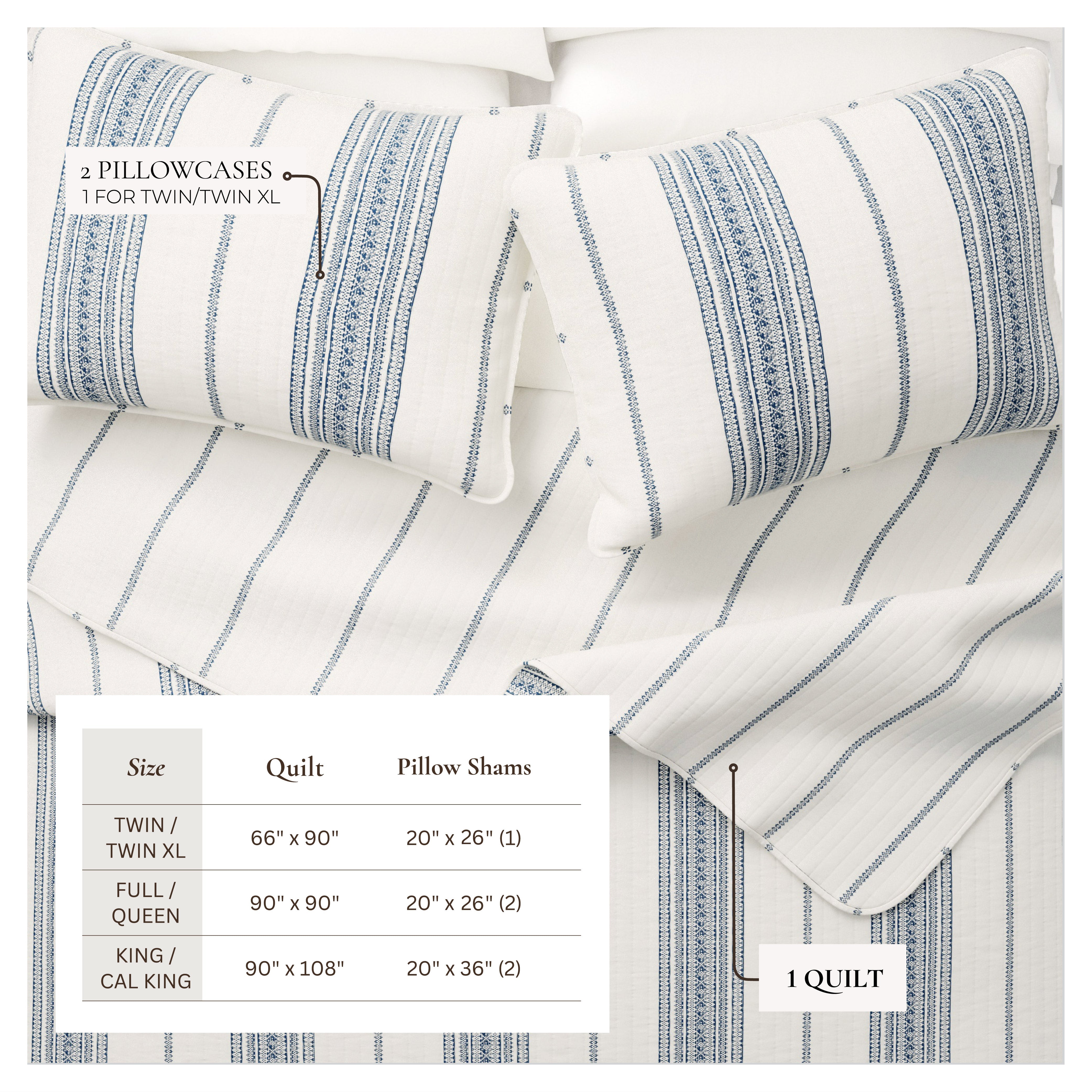 3-Piece Stripe Quilt - Wesley Collection - Best Buy Furniture