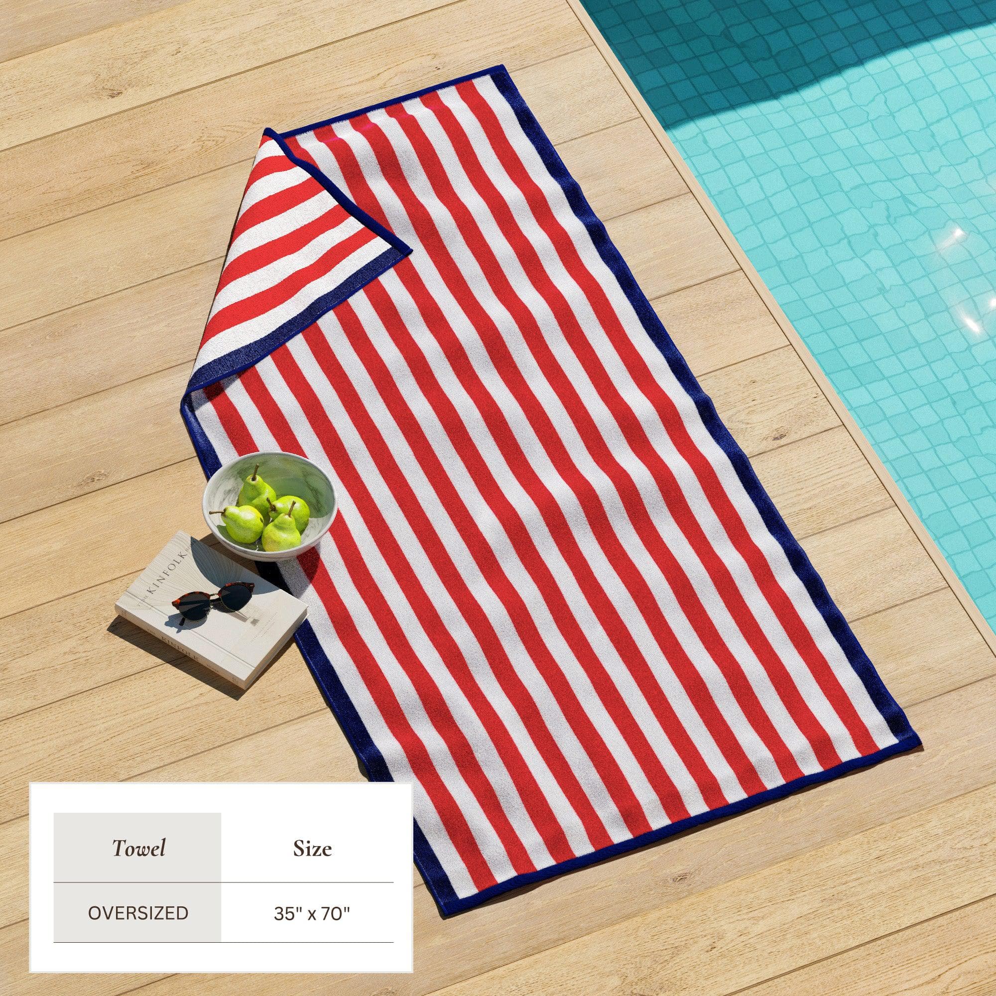 Oversized Striped Border Cabana Beach Towel - Santa Cruz - Best Buy Furniture
