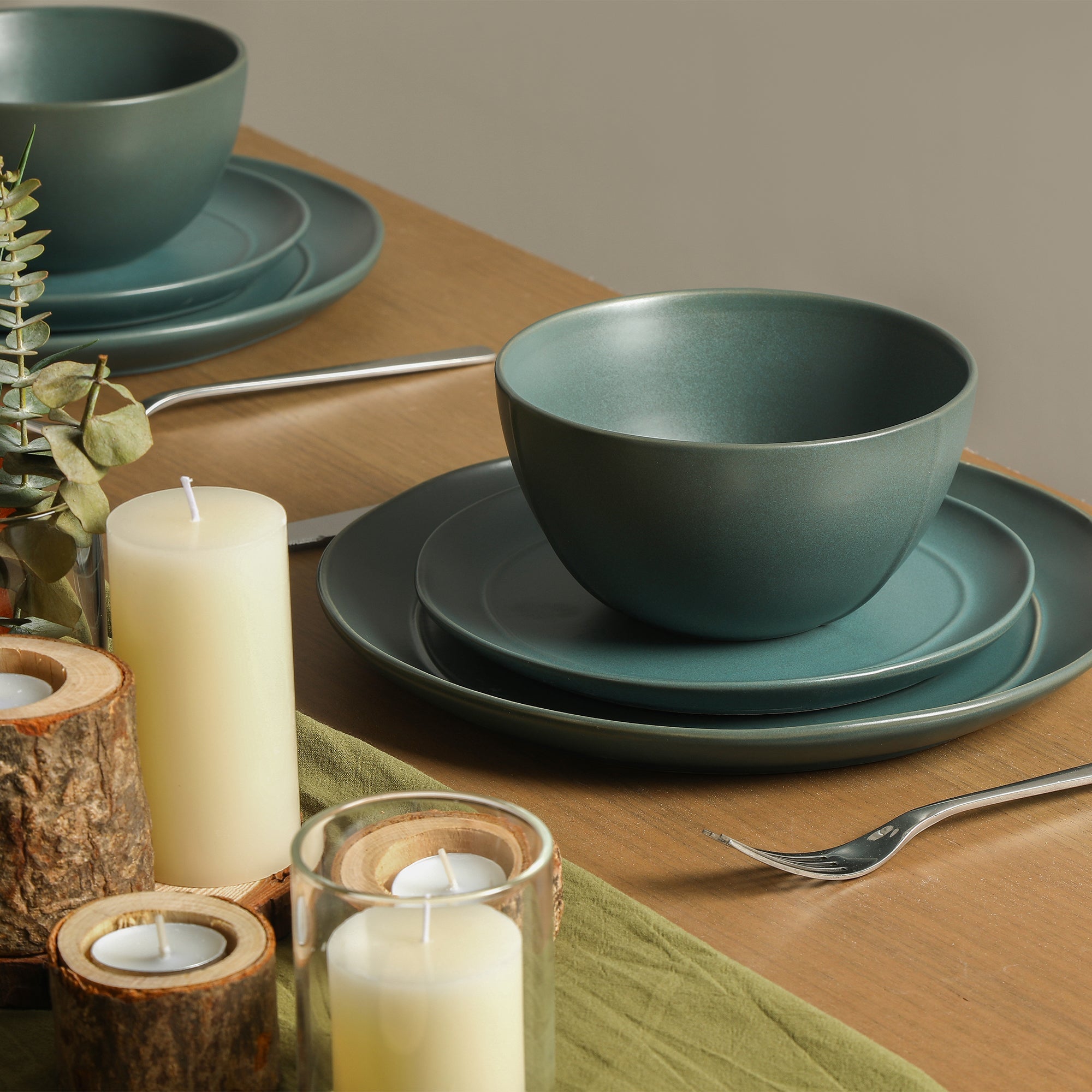 Infinity Stoneware Dinnerware Set - Green