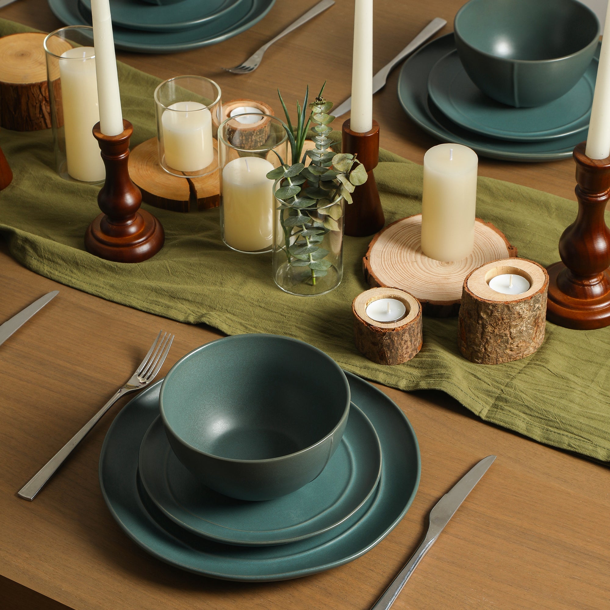 Infinity Stoneware Dinnerware Set - Green