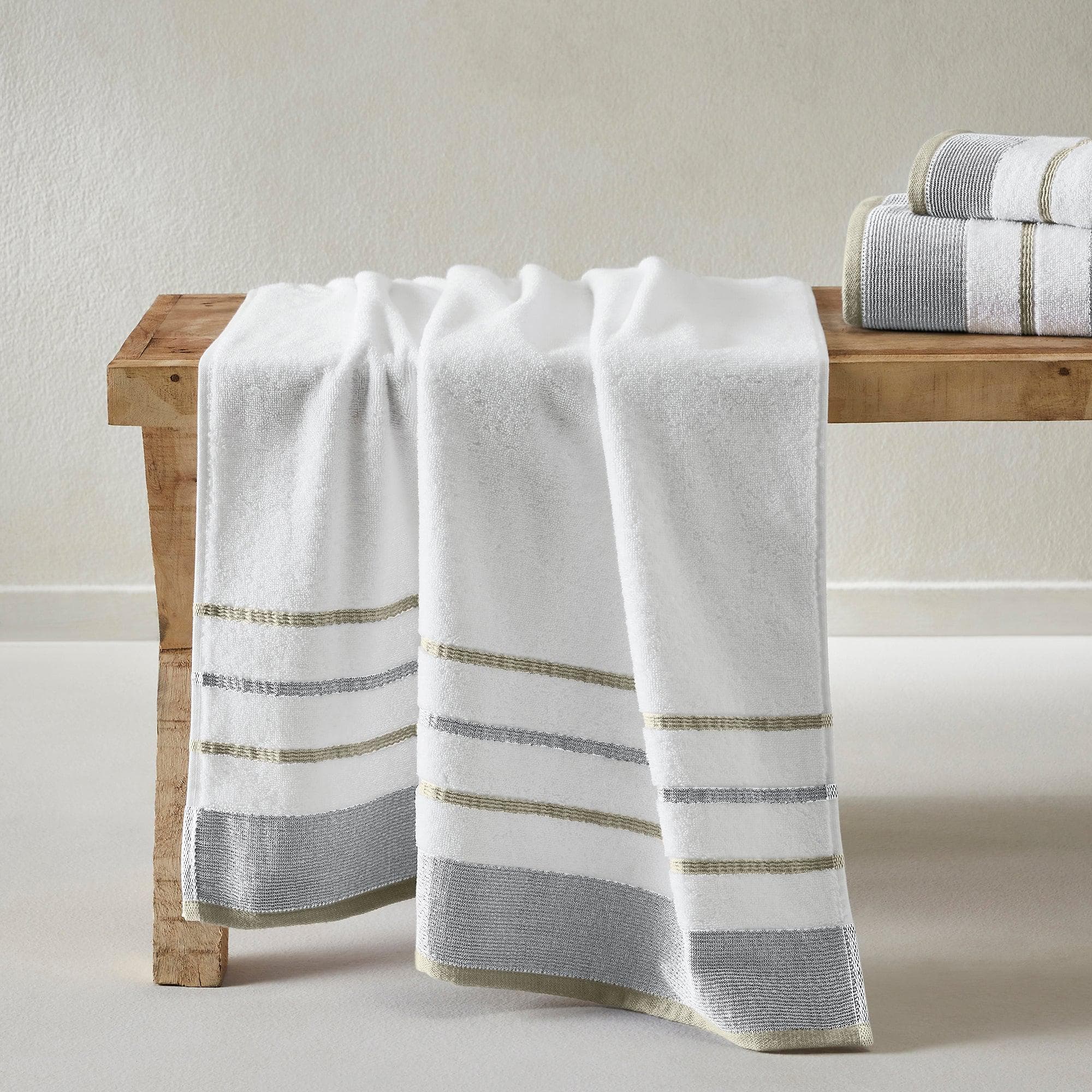 Decorative Cotton Stripe Bath Towel Set - Noelle Collection - Best Buy Furniture